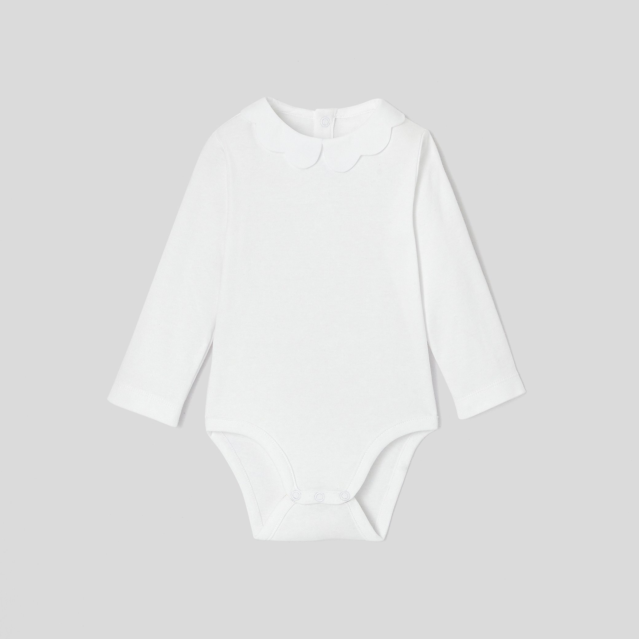 Baby Girl Bodysuit with scalloped collar - Eole white