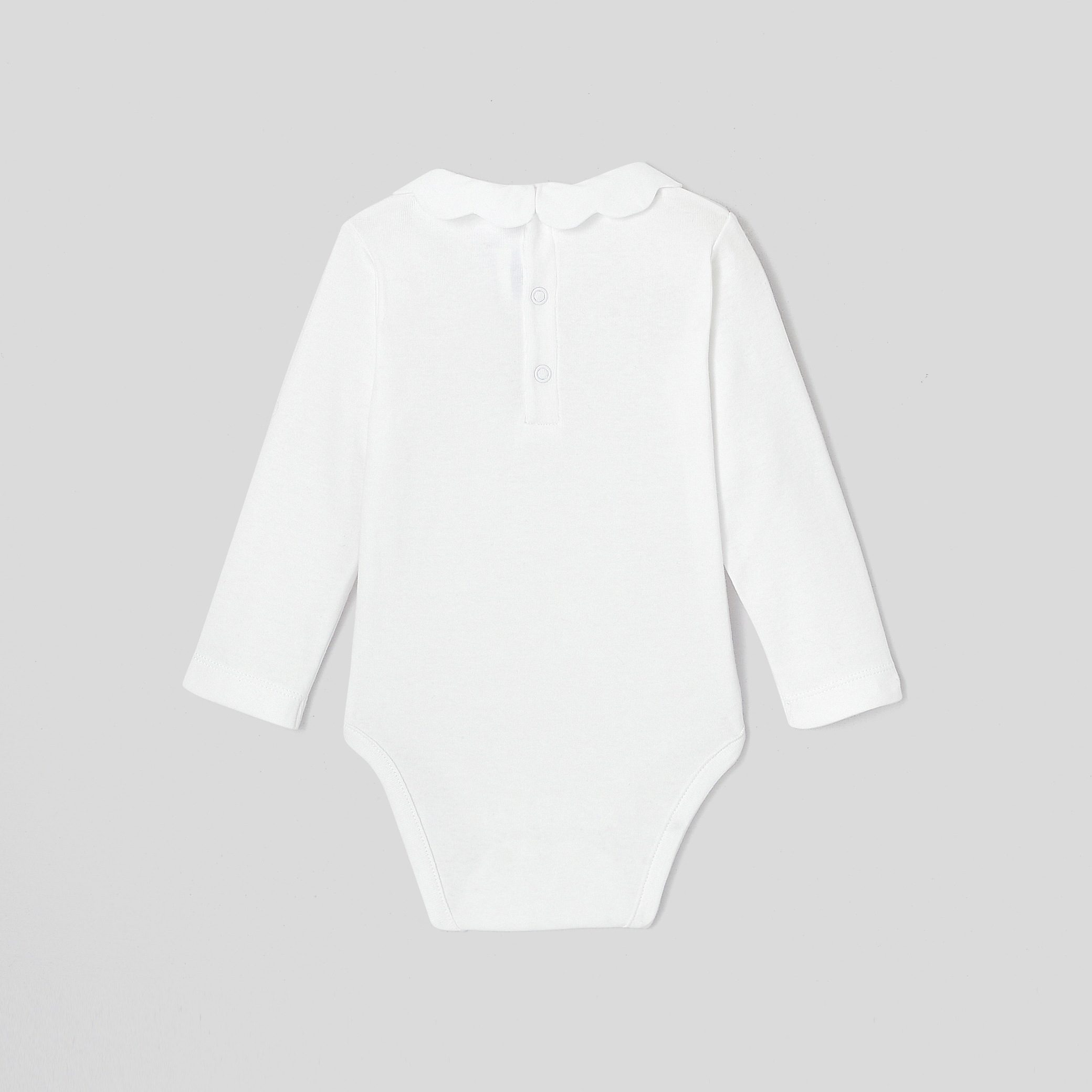 Baby Girl Bodysuit with scalloped collar - Eole white - Image 2