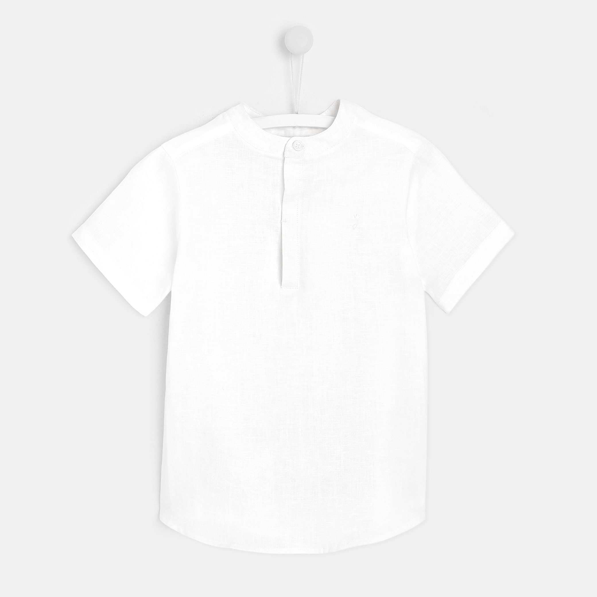 Boy Linen Shirt Short Sleeved - Foncer