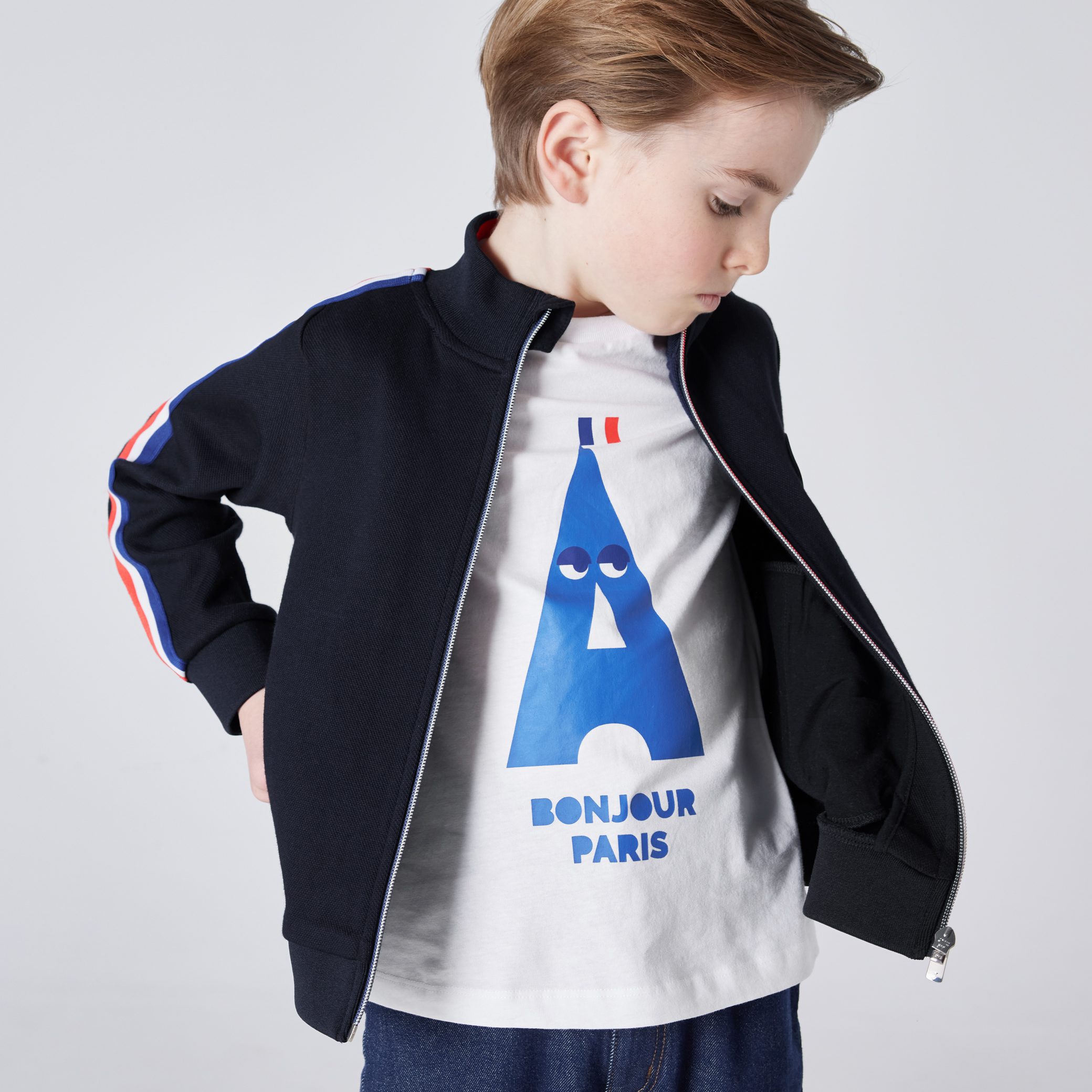 Boy Stand Up Collar Cardigan - Image 6