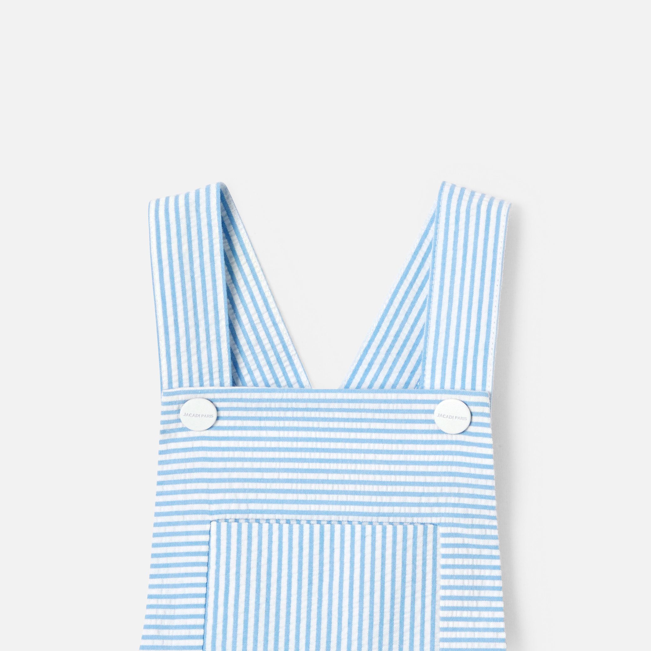 Baby Boy Short Overalls In Seersucker - Image 3