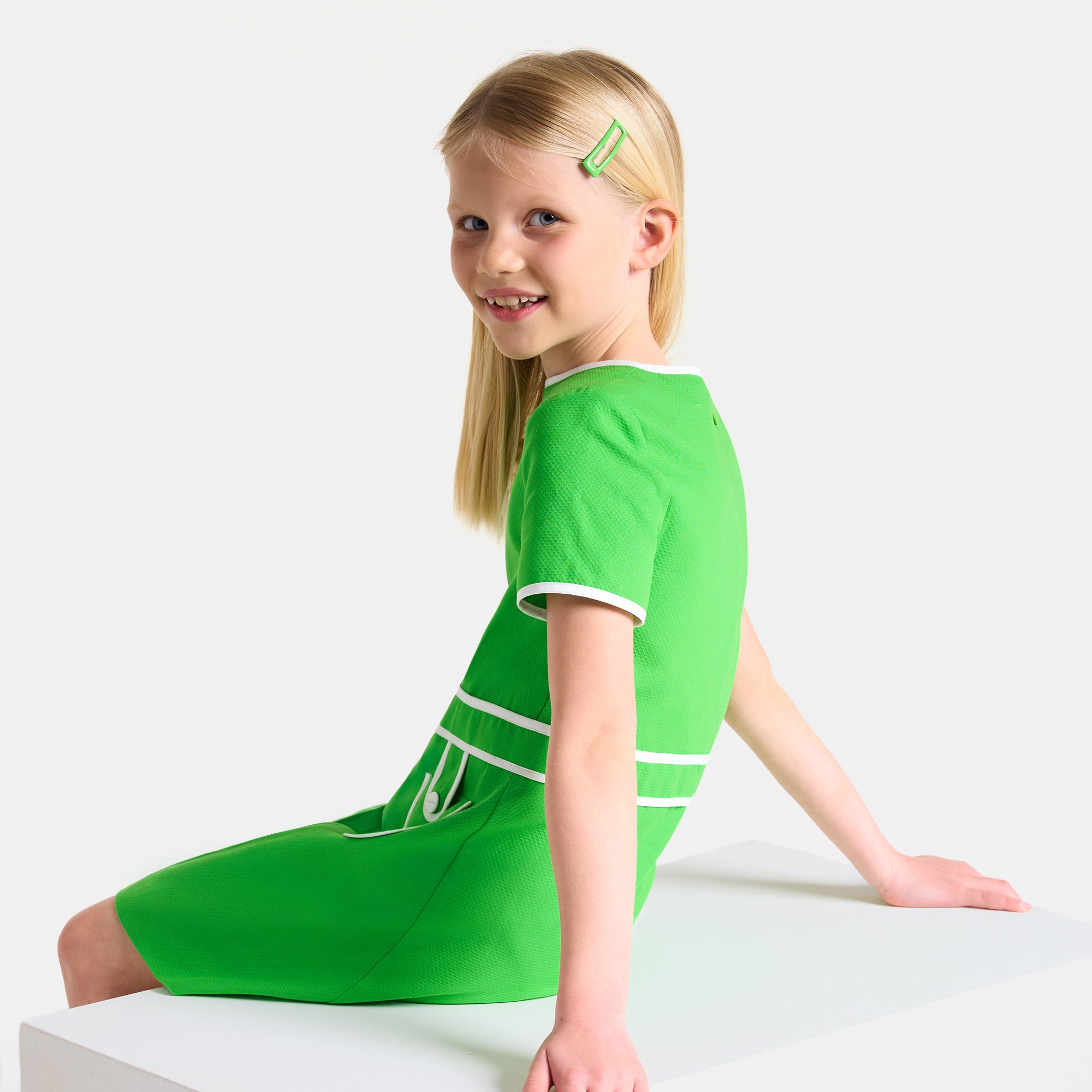 Girl Dress In Honeycomb Pique - Image 3