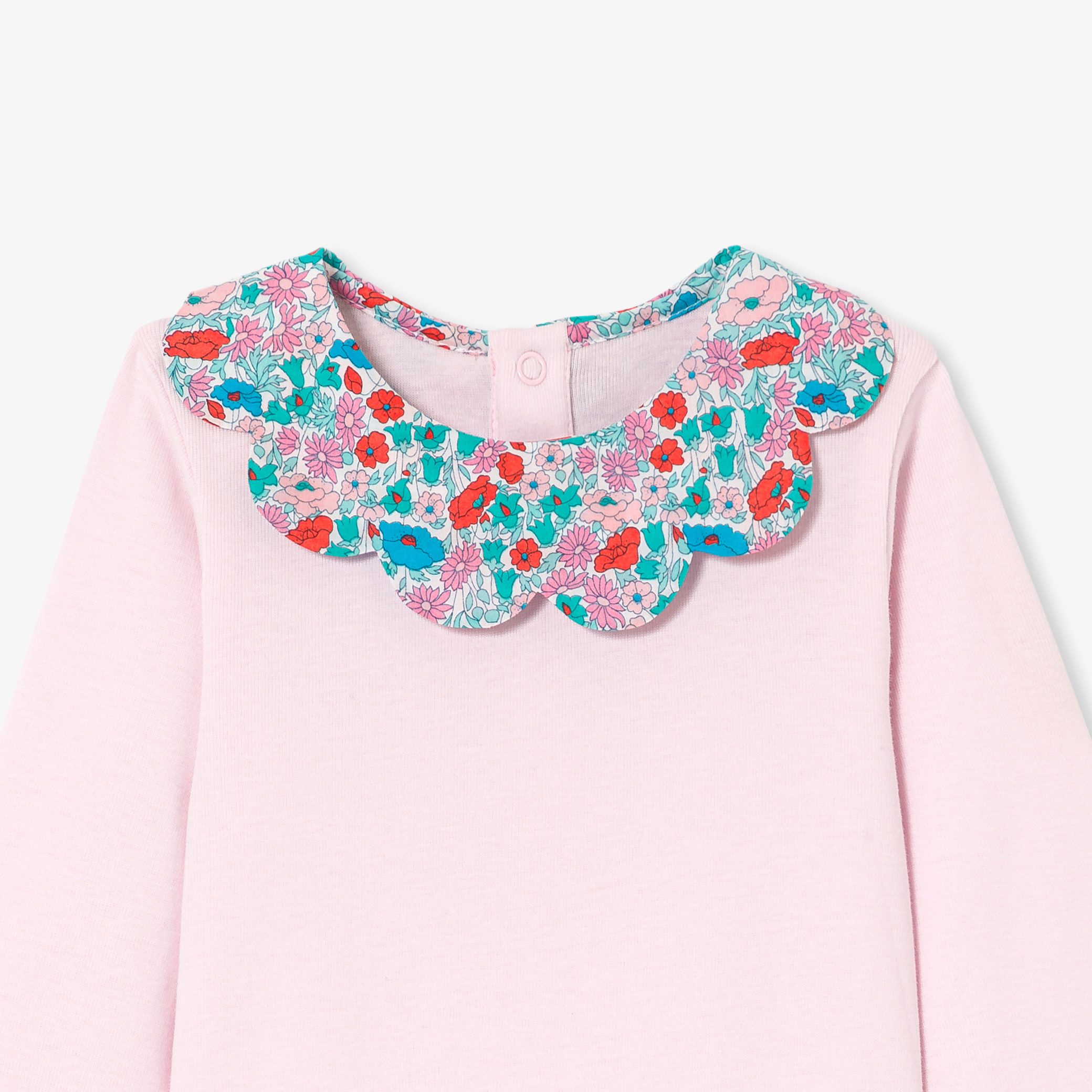 Baby Girl Bodysuit With Liberty Fabric Collar - Image 3