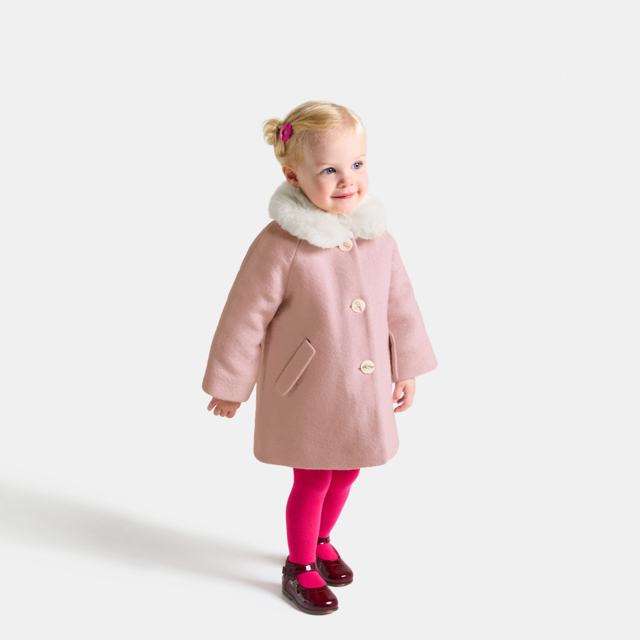 Baby Girl Coat In Wool Cloth