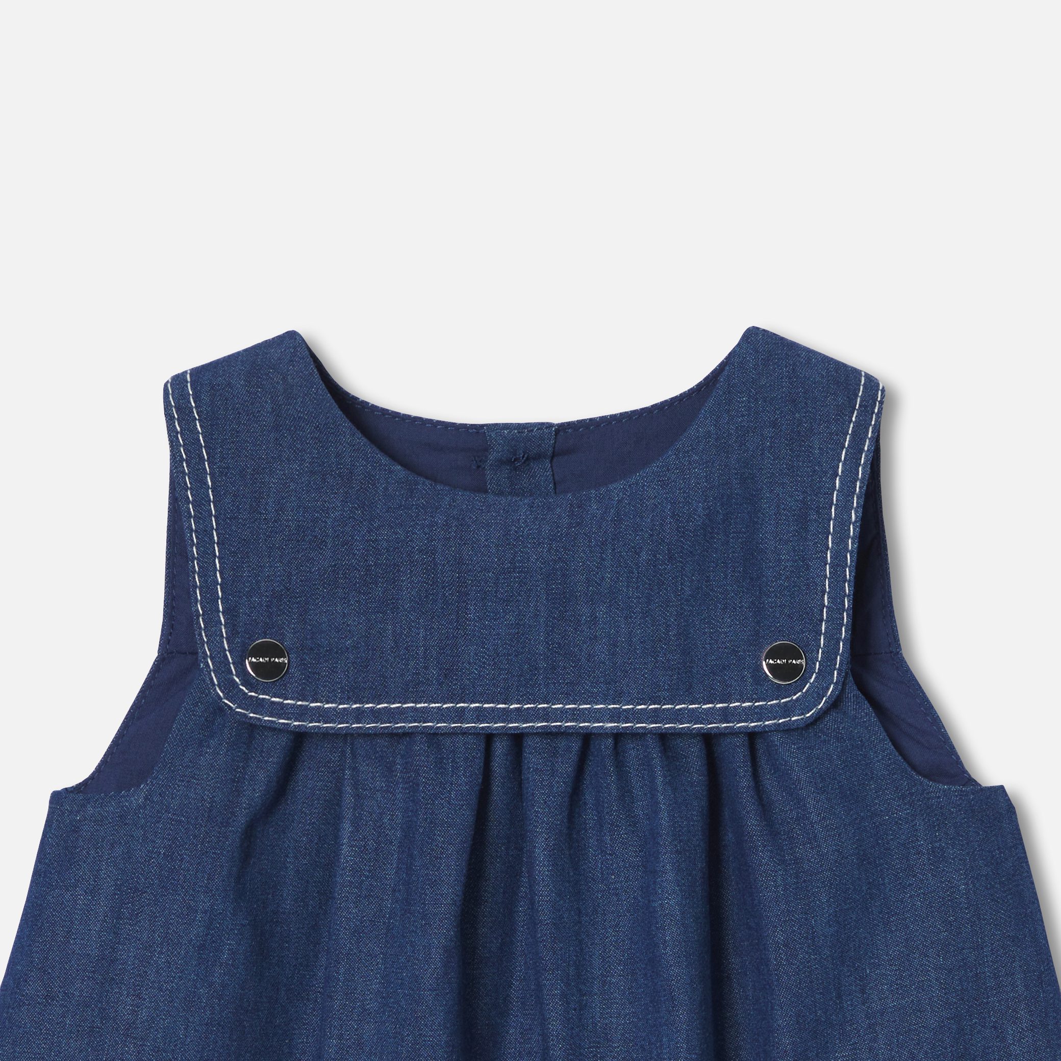 Baby girl pinafore dress in lightweight denim - Marianne - Image 3