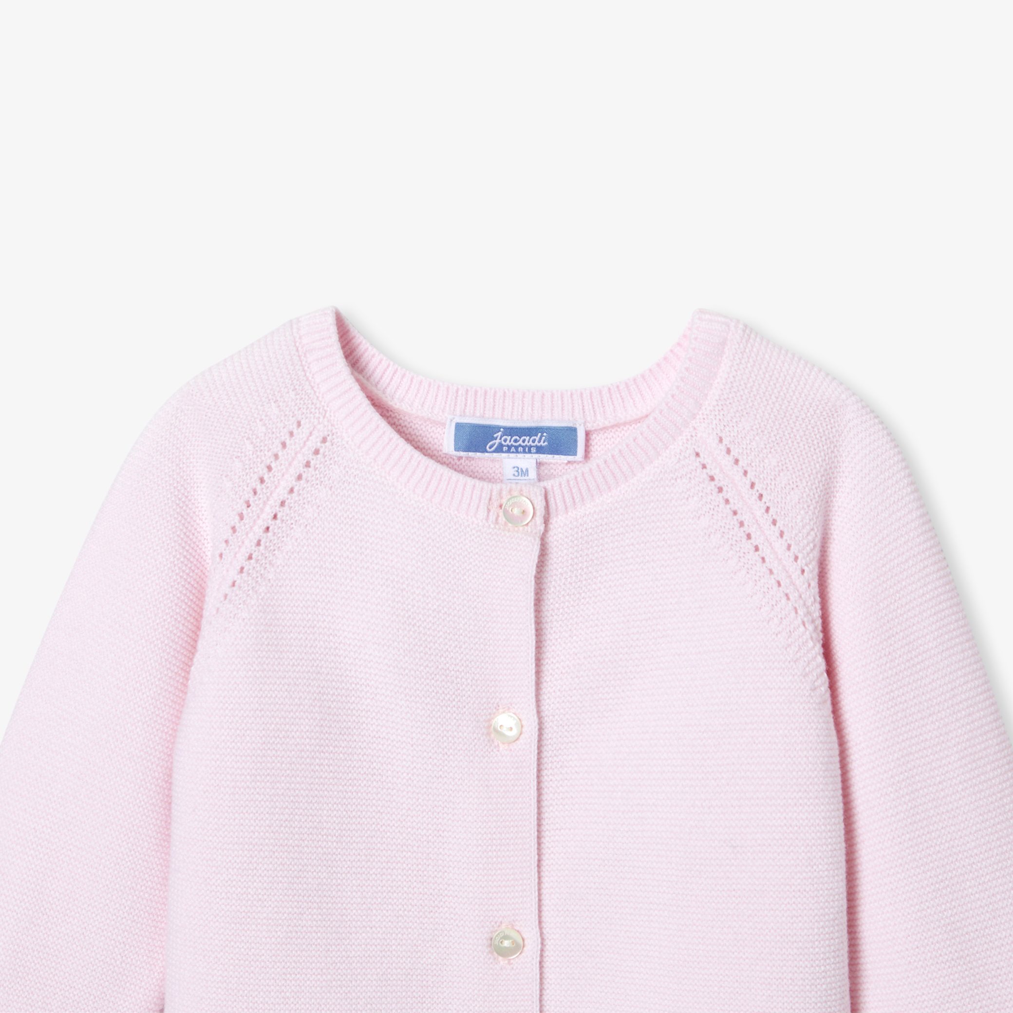 Baby girl cardigan in garter stitch - Alba - Image 3