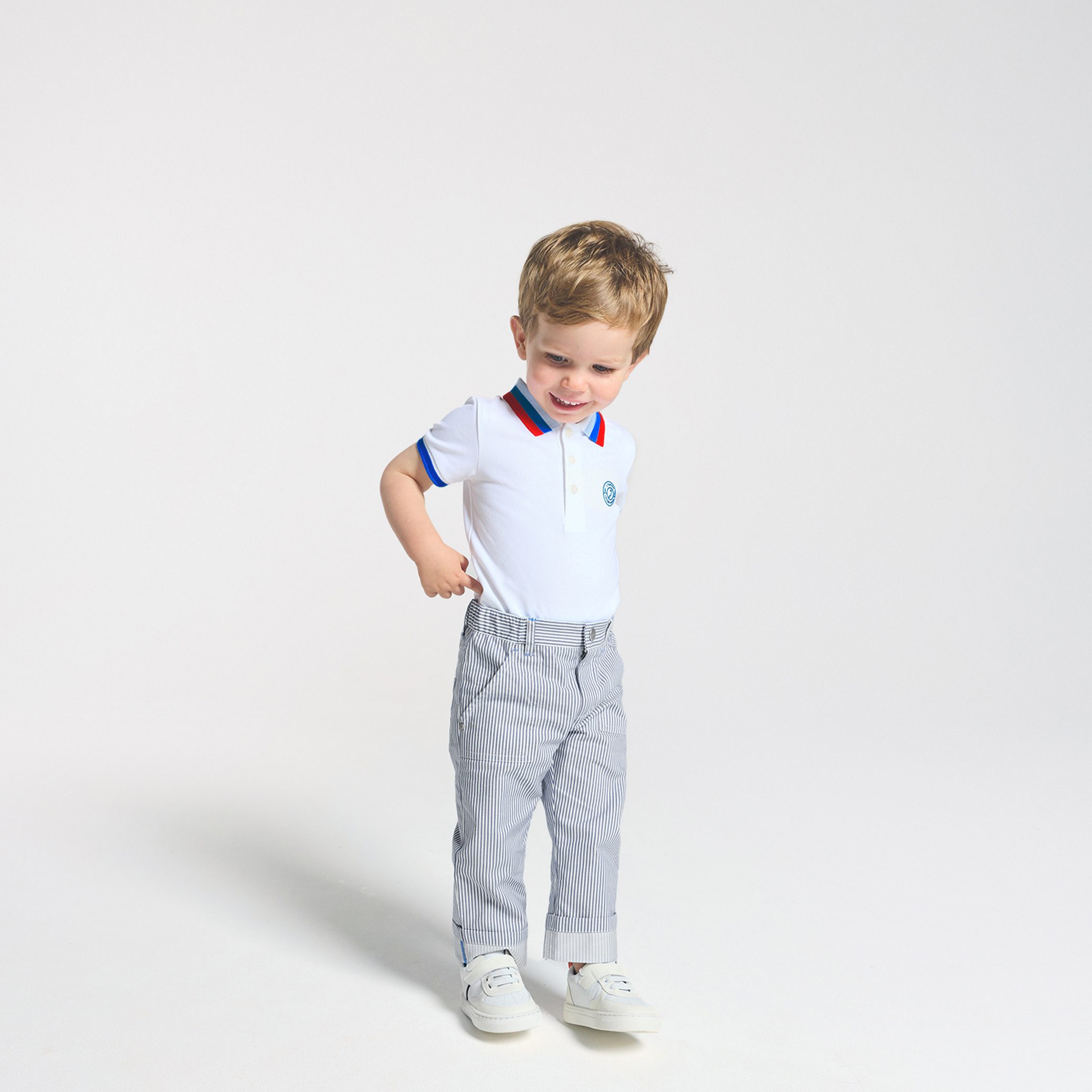 Baby boy trousers in striped twill - Aquarelle