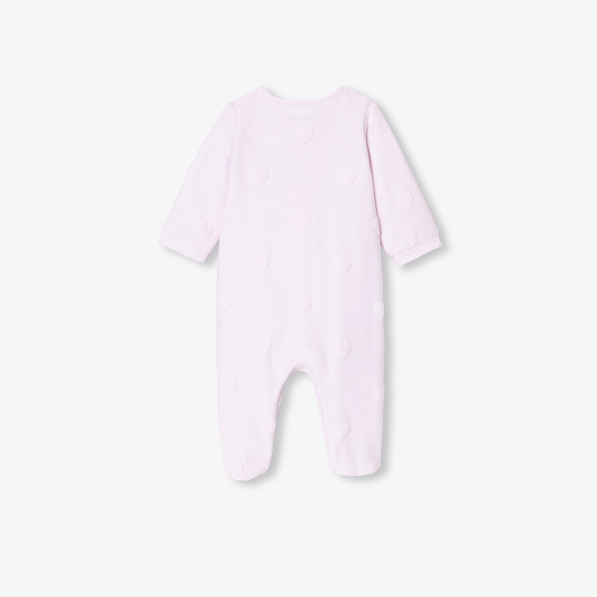 Baby girl jersey pyjamas with a heart pattern - Barbotine - Image 2
