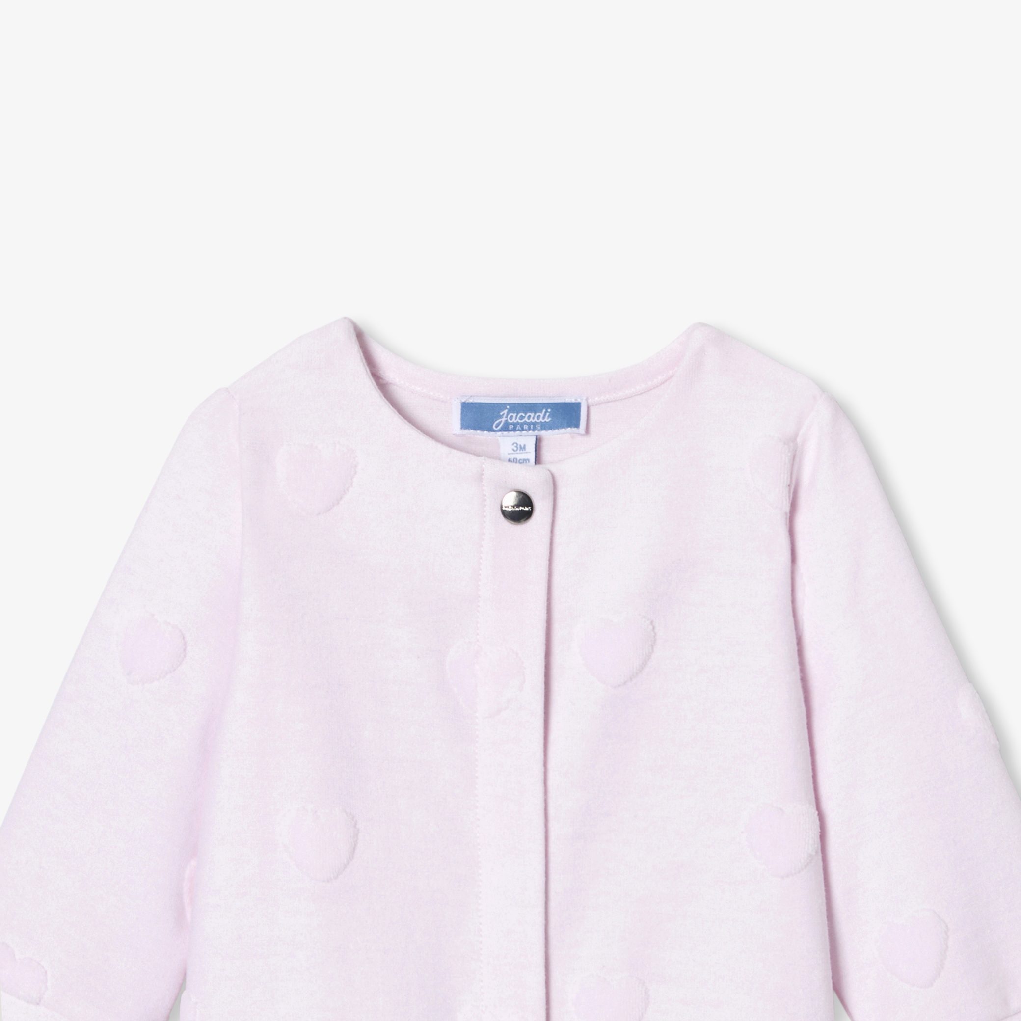 Baby girl jersey pyjamas with a heart pattern - Barbotine - Image 3