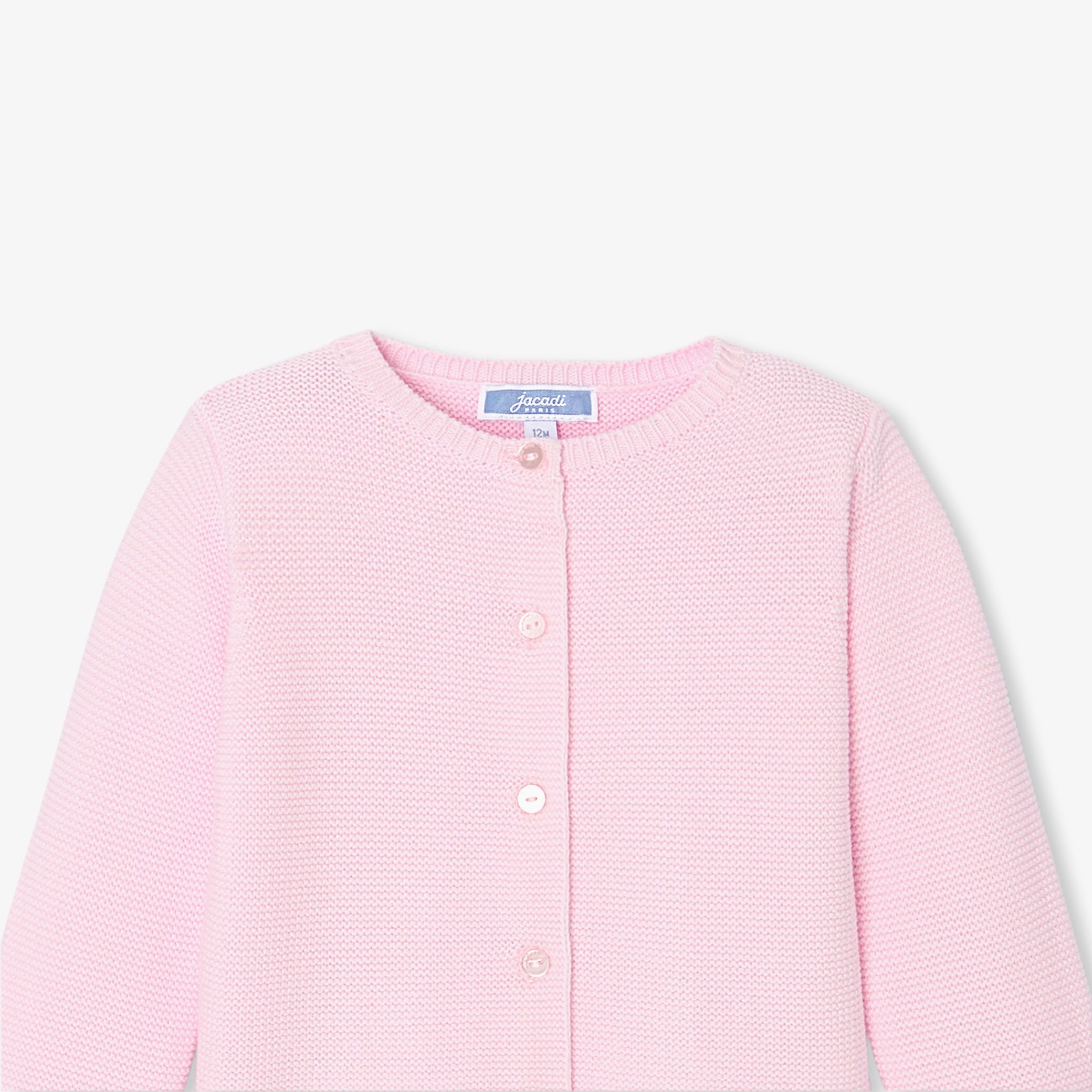 Baby girl cardigan in garter stitch - Chatouille - Image 3