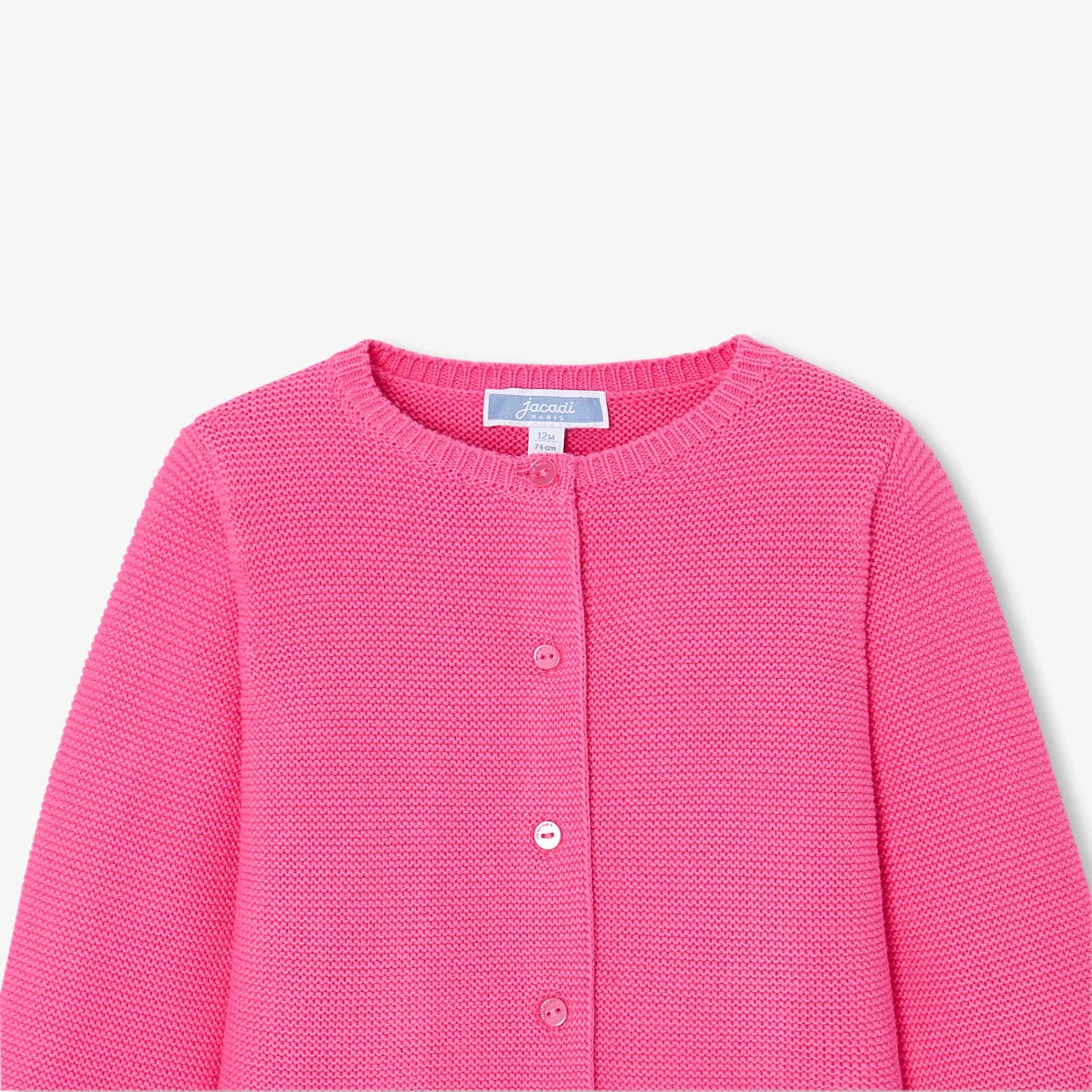 Baby girl cardigan in garter stitch - Chatouille - Image 3