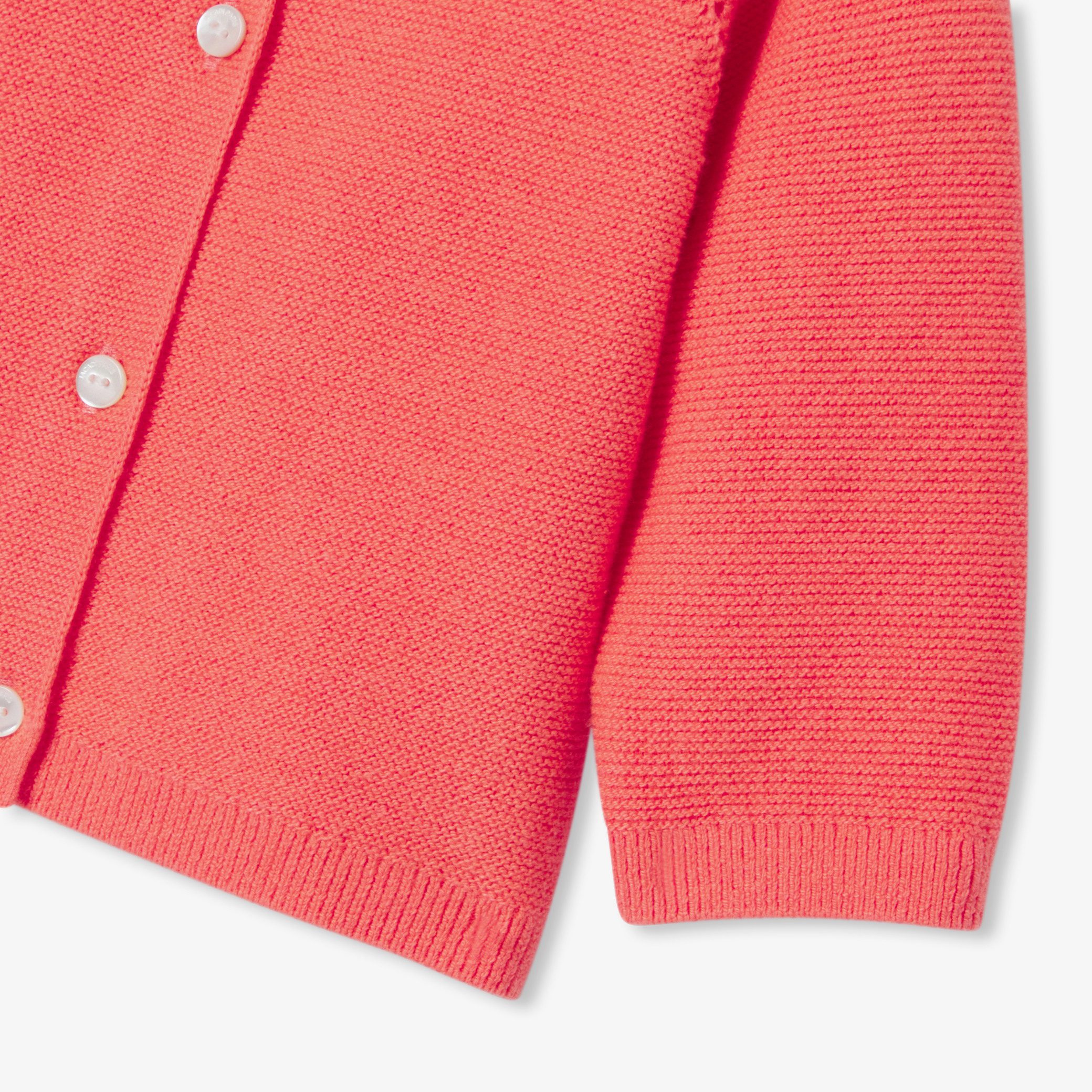 Baby girl cardigan in garter stitch - Cerise - Image 4