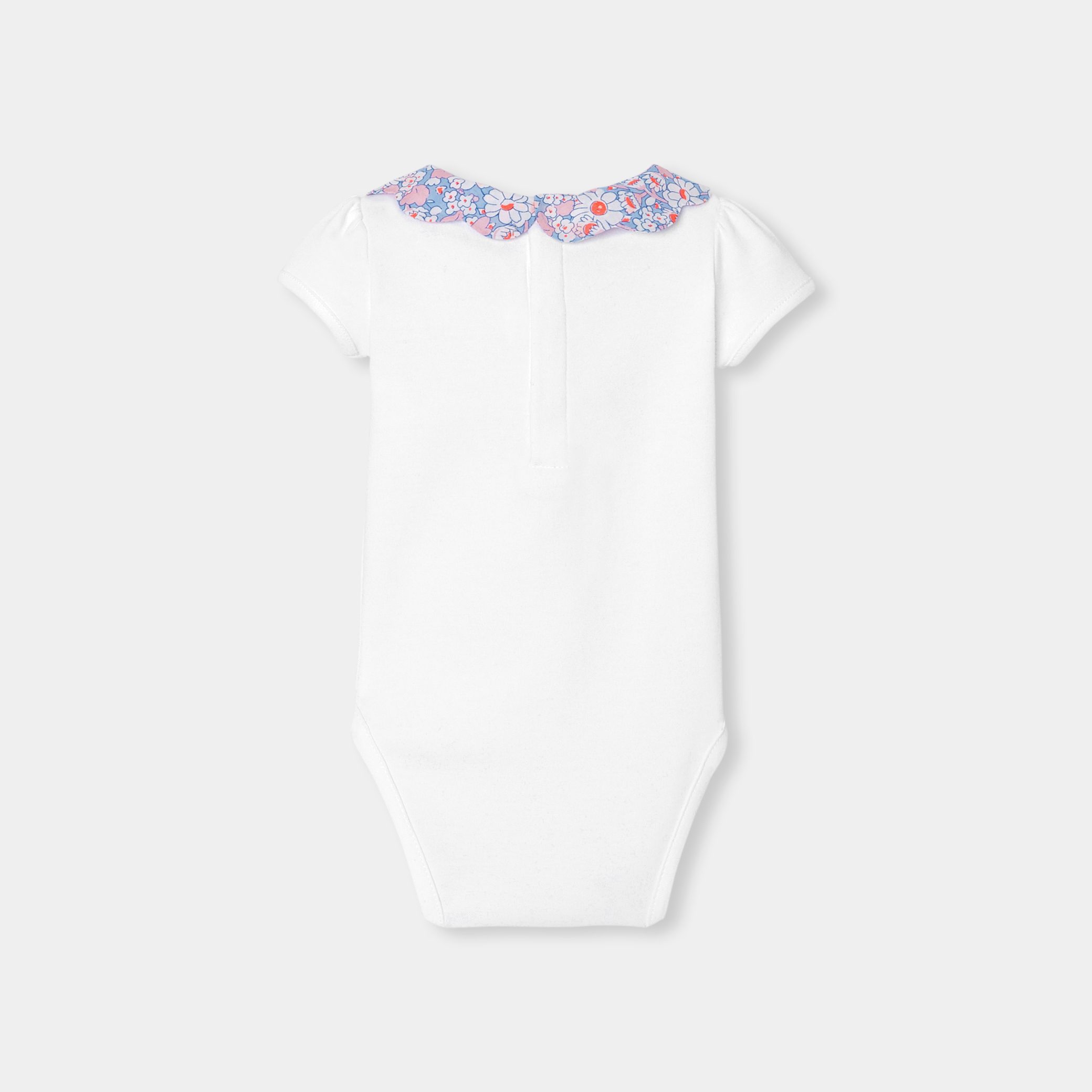 Baby girl bodysuit with Liberty fabric collar - Charlini - Image 2