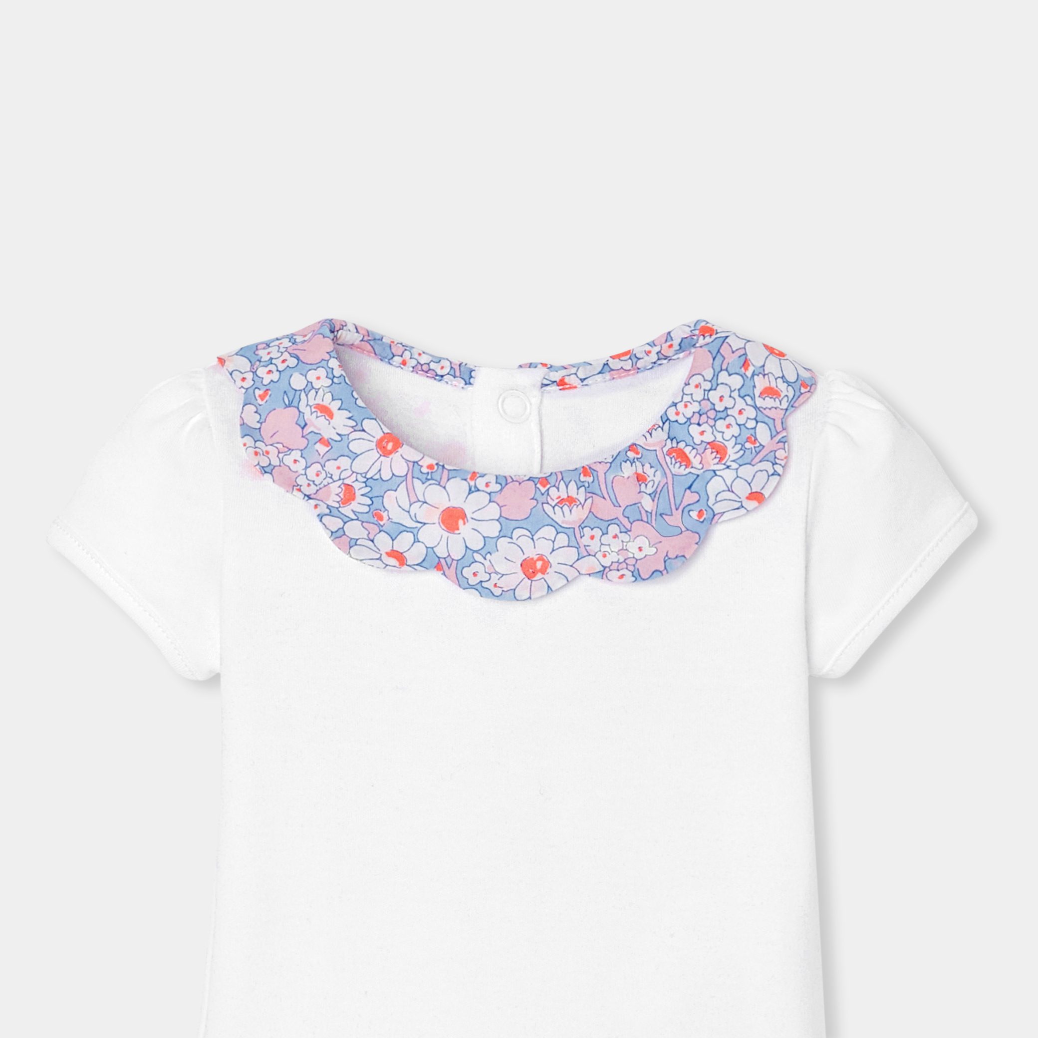 Baby girl bodysuit with Liberty fabric collar - Charlini - Image 3