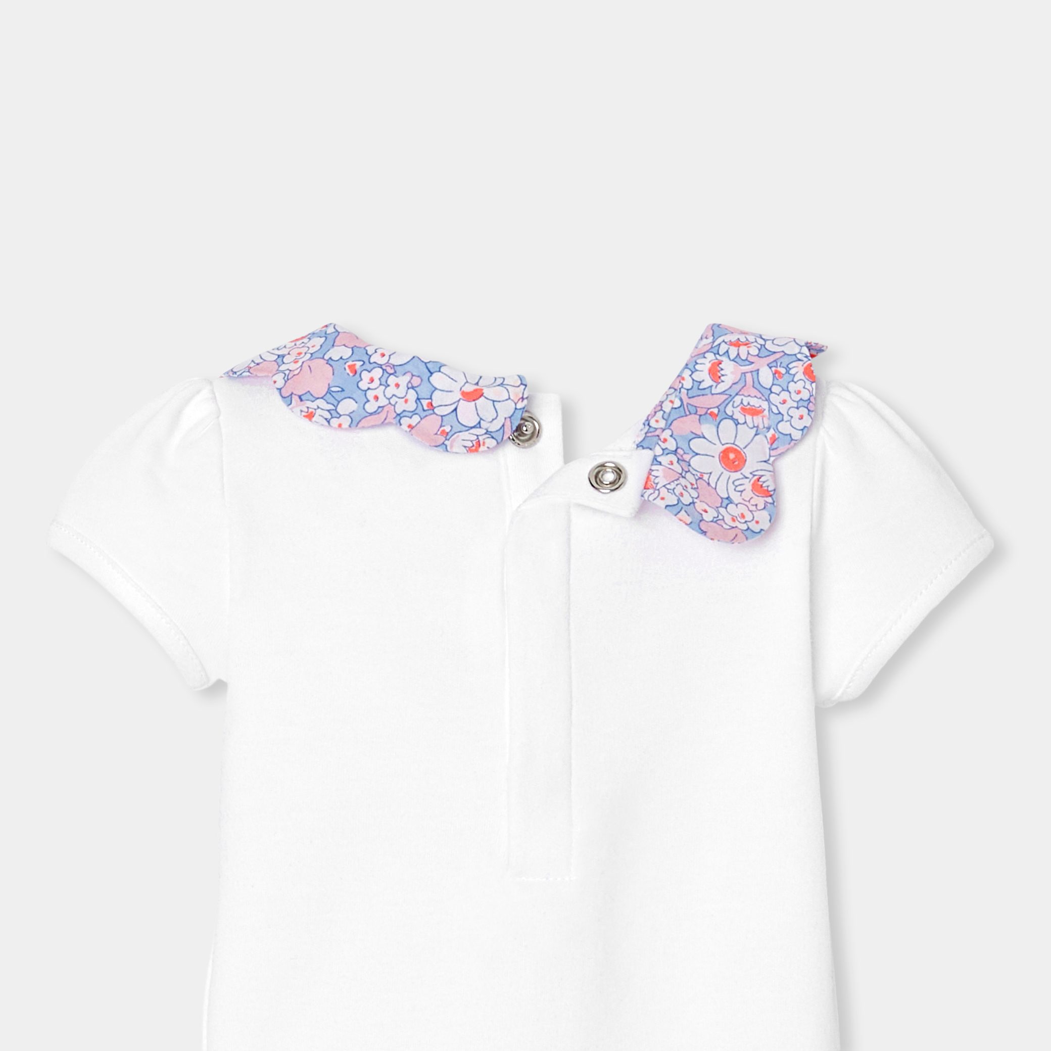 Baby girl bodysuit with Liberty fabric collar - Charlini - Image 4