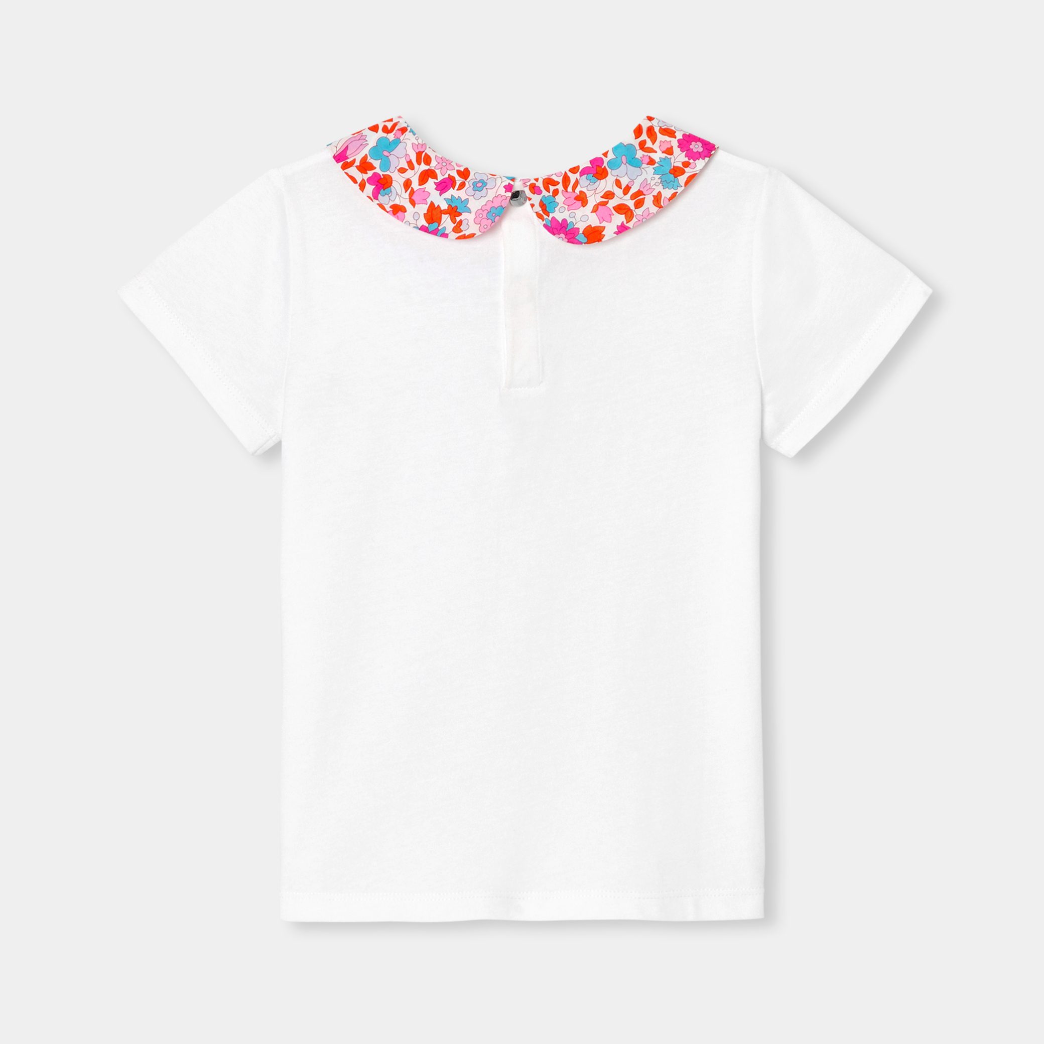 Girl T-shirt with Liberty fabric collar - Avril - Image 2