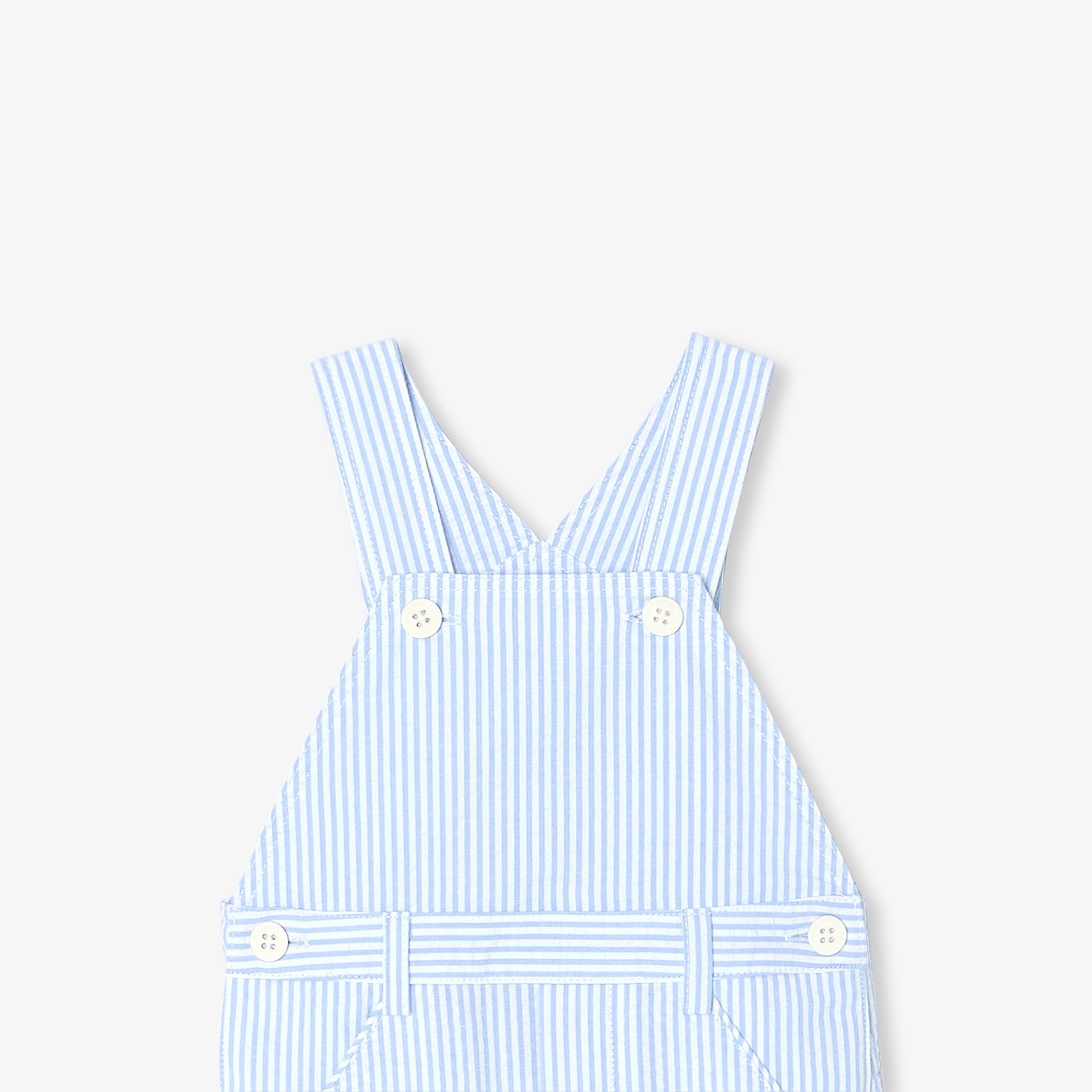 Baby boy short overalls in seersucker - Chalet - Image 3
