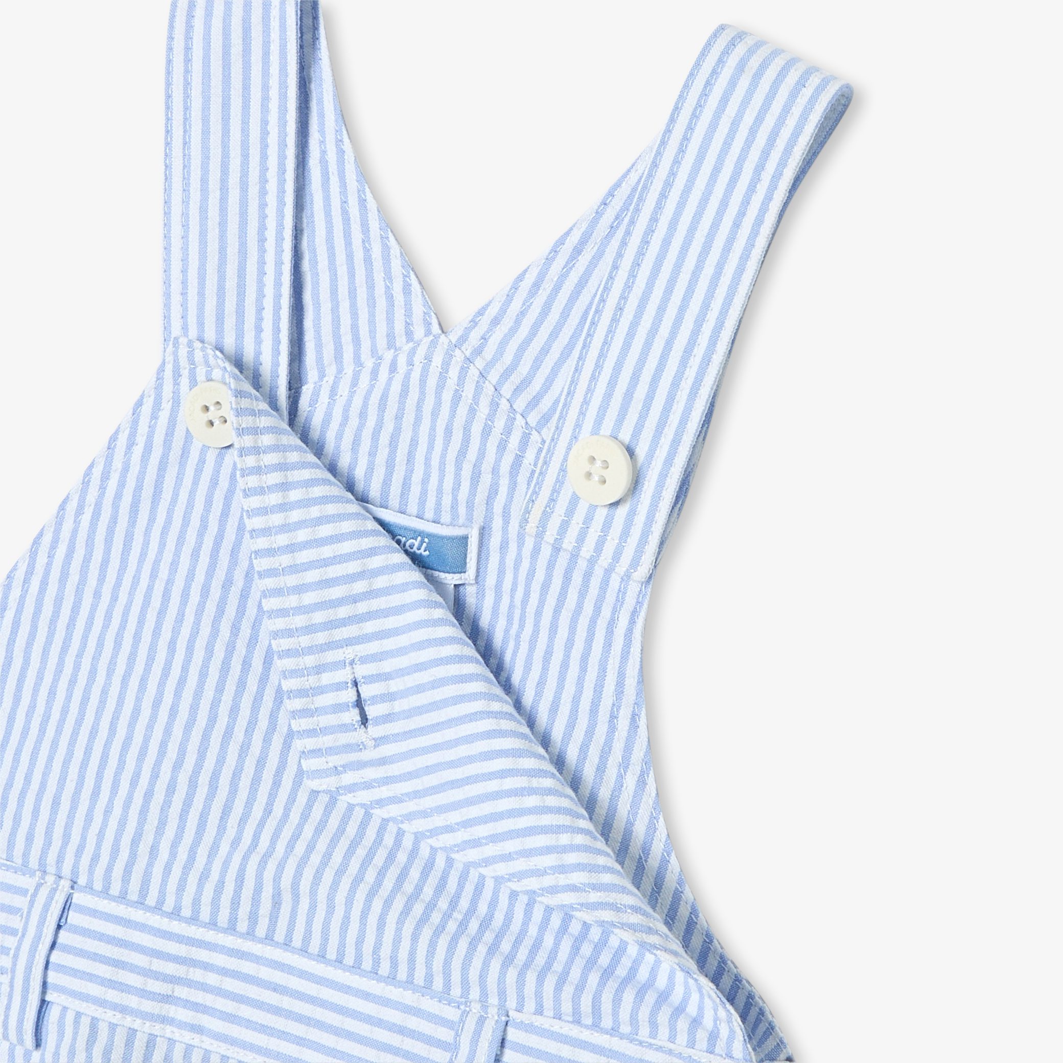 Baby boy short overalls in seersucker - Chalet - Image 4