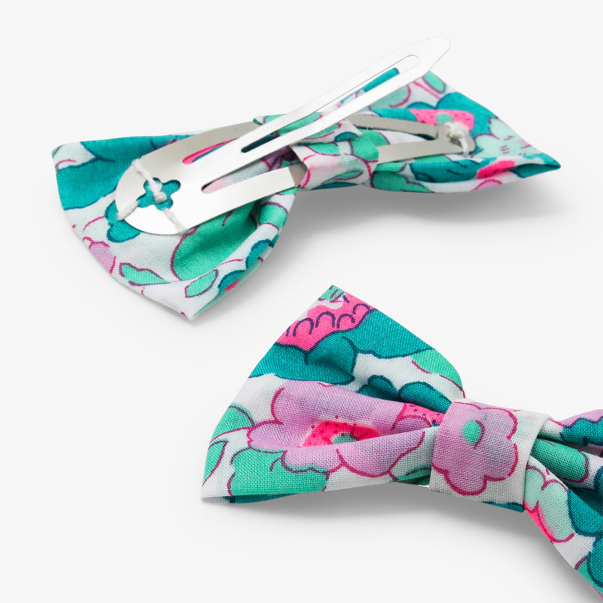 Girl duo of Liberty fabric barrettes - Laure Green - Image 2