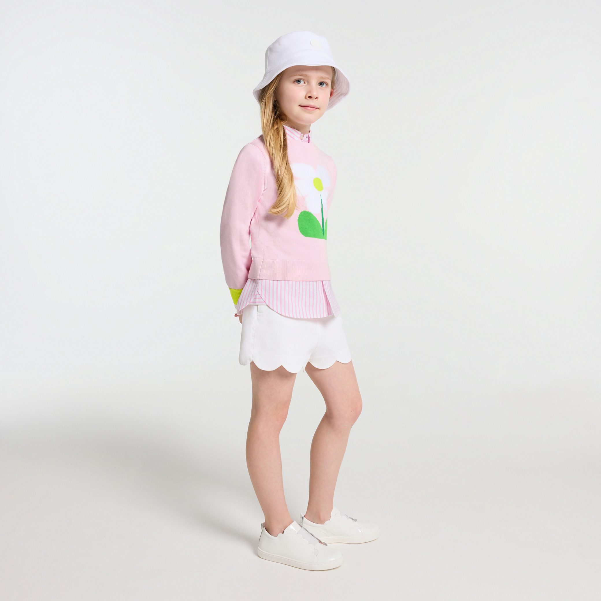 Girl intarsia flower sweater - Neptune - Image 3