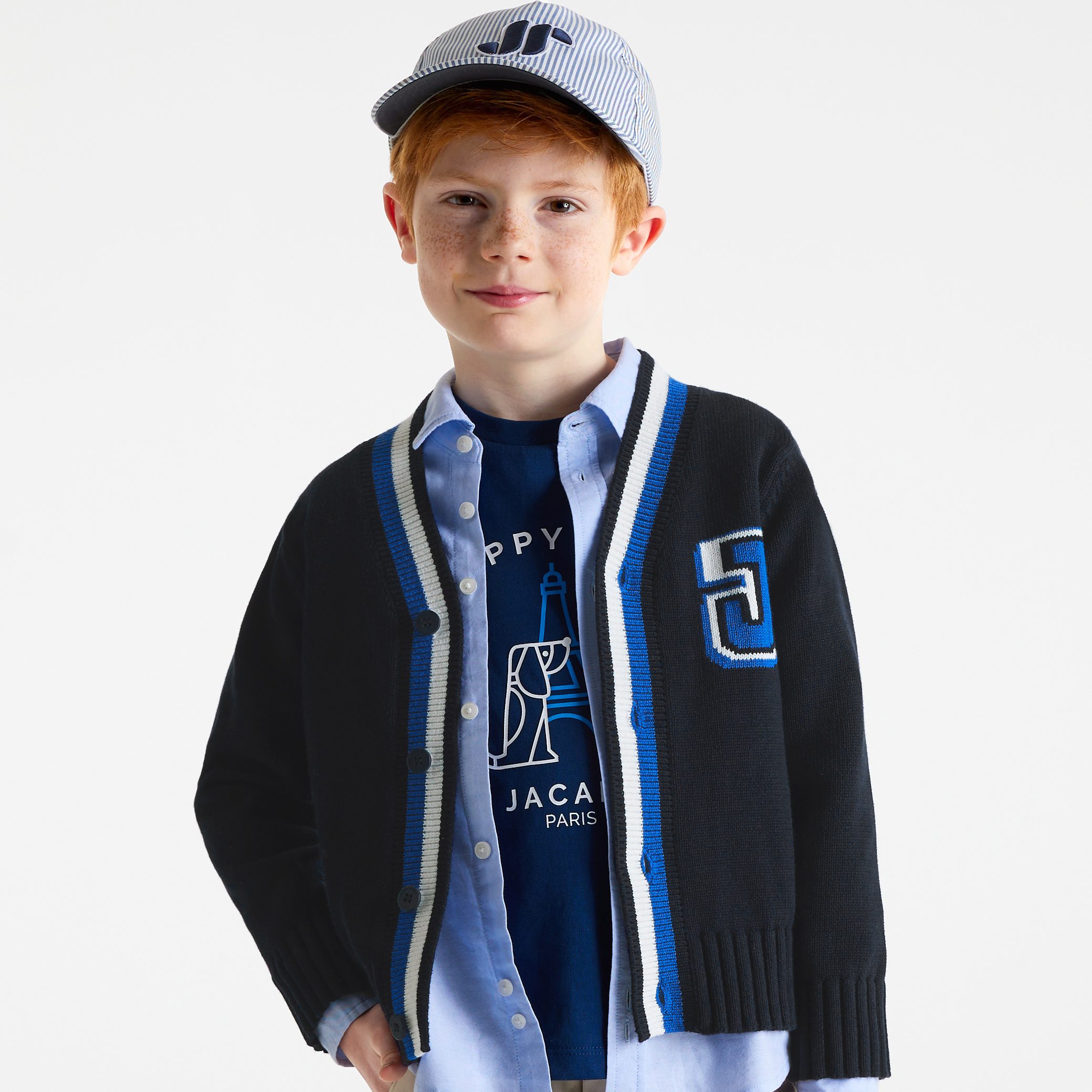 Boy cardigan in jersey stitch - Chevalier