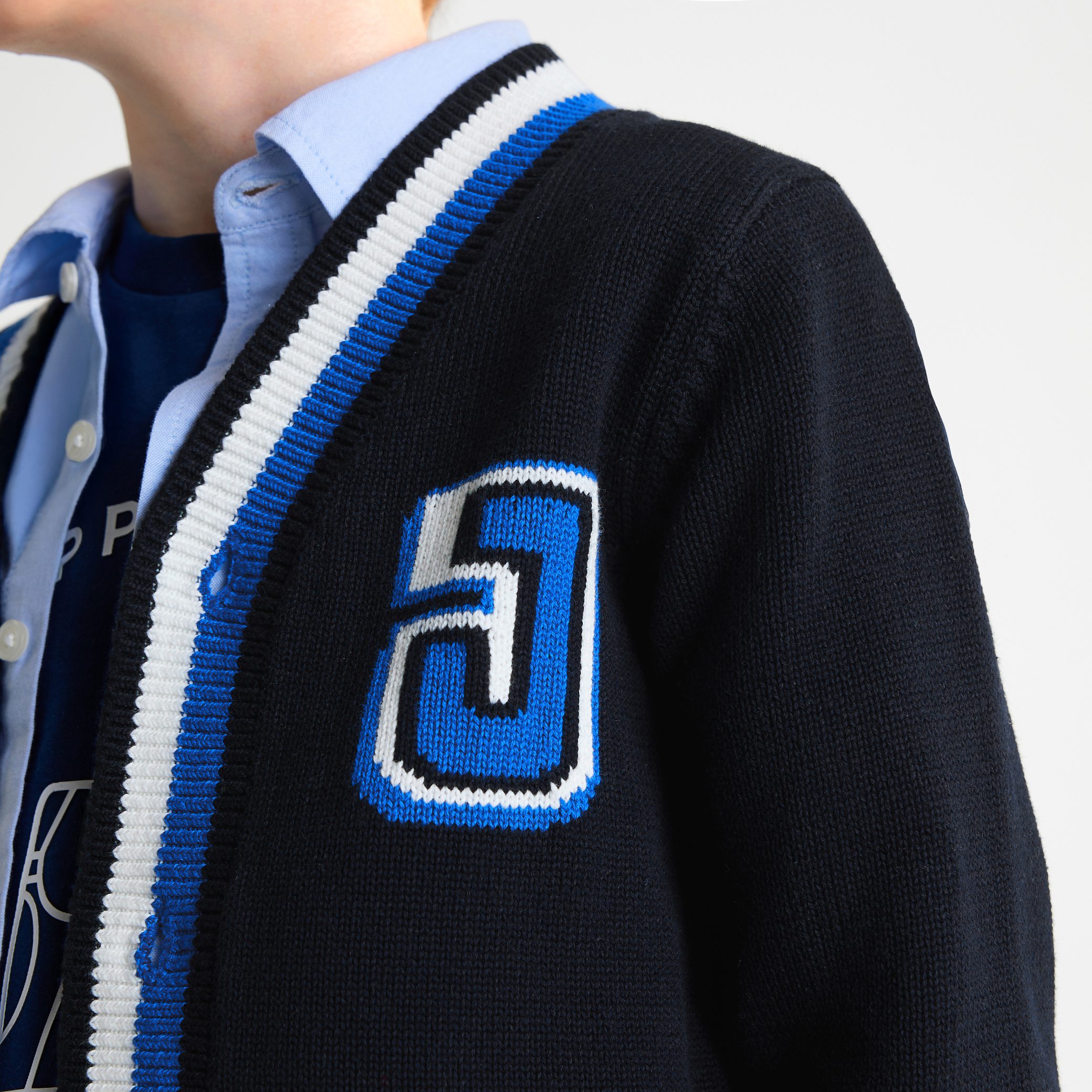 Boy cardigan in jersey stitch - Chevalier - Image 2