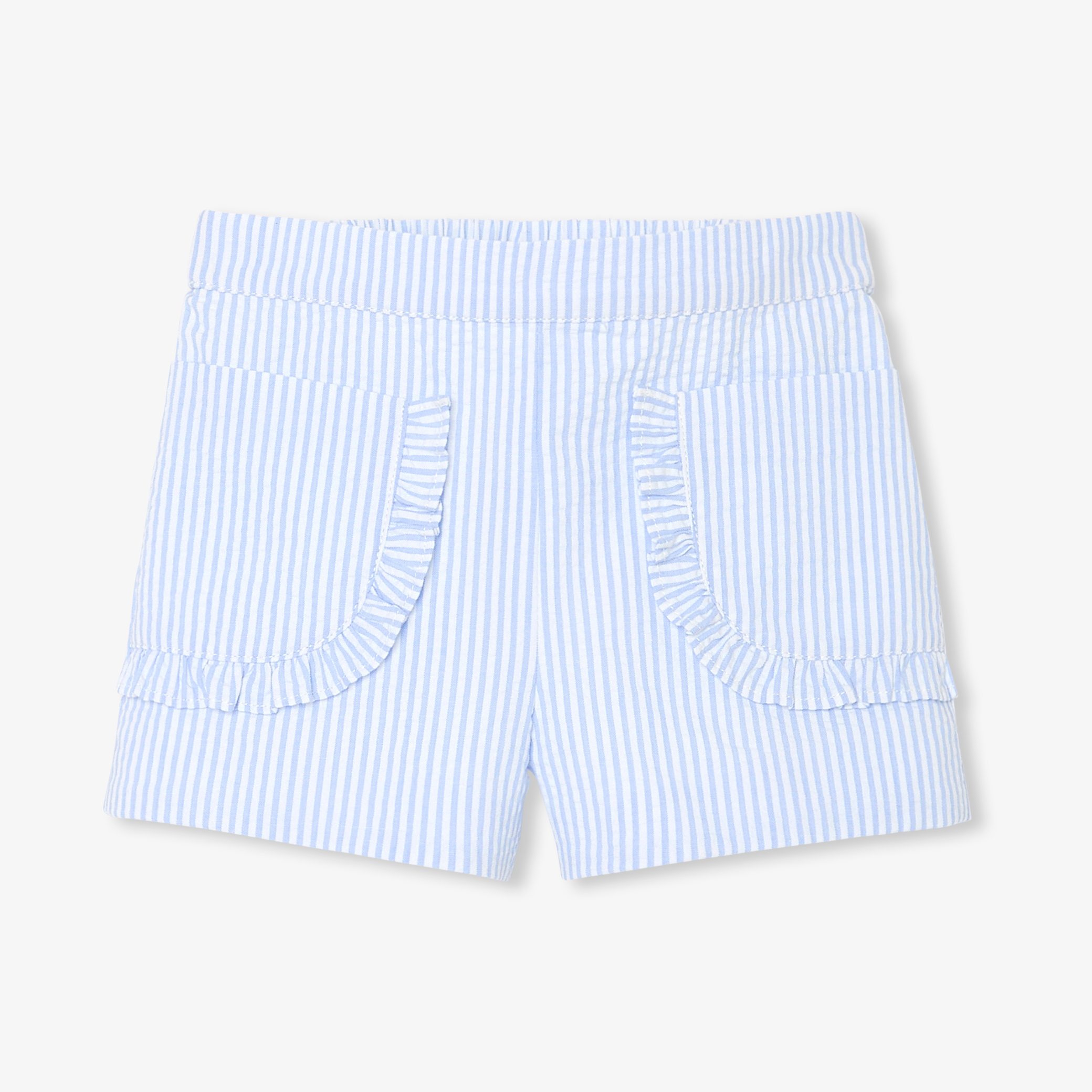 Baby girl shorts in seersucker - Ivoire