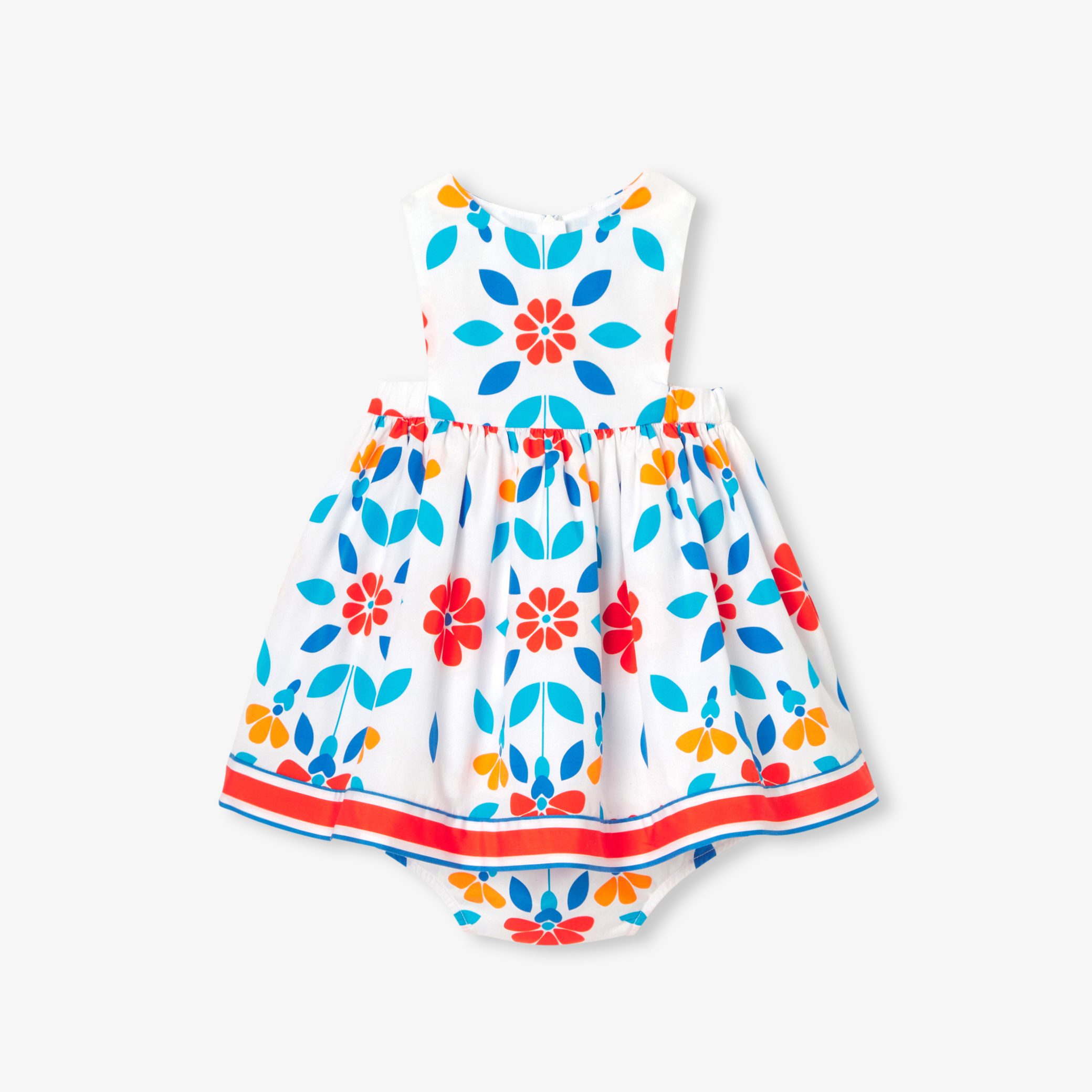 Baby girl dress in poplin - Porcelaine