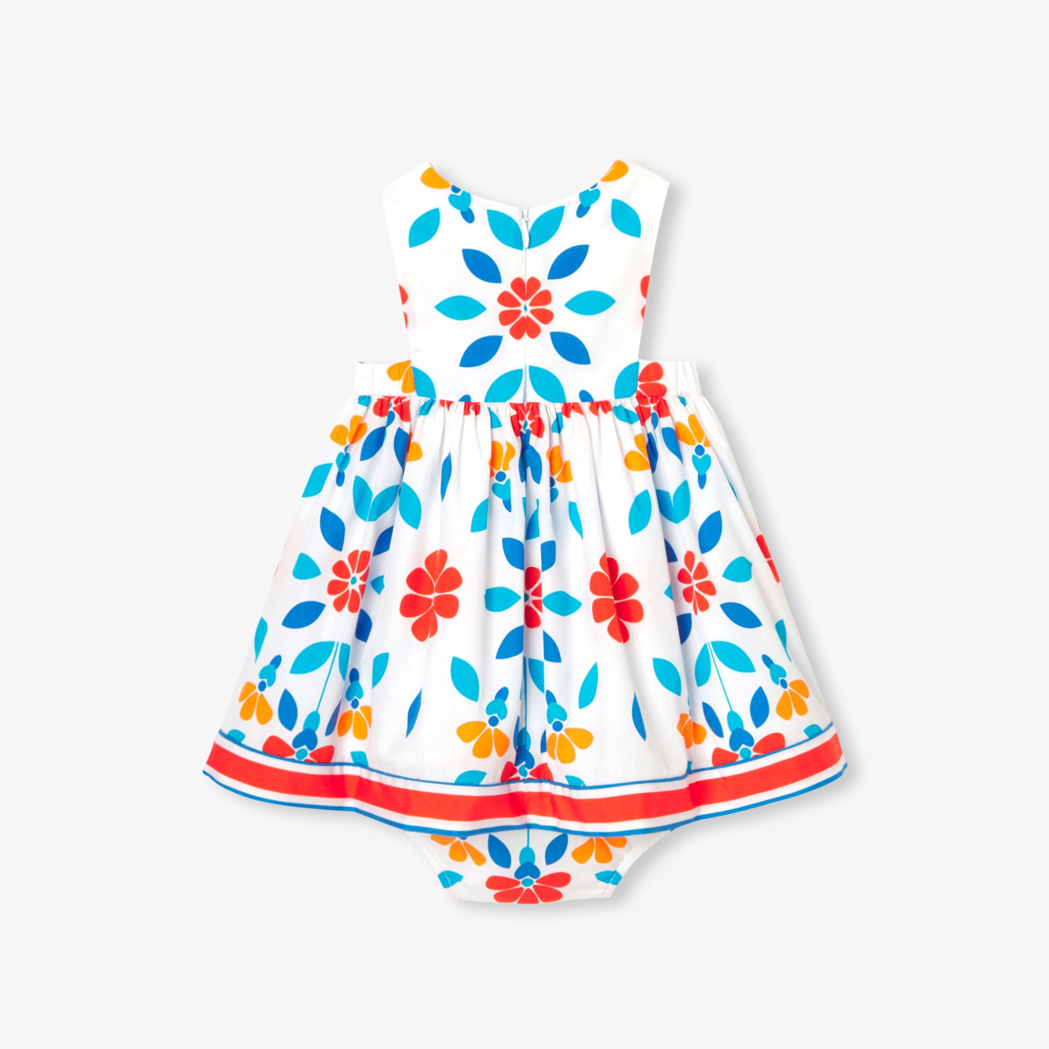 Baby girl dress in poplin - Porcelaine - Image 2