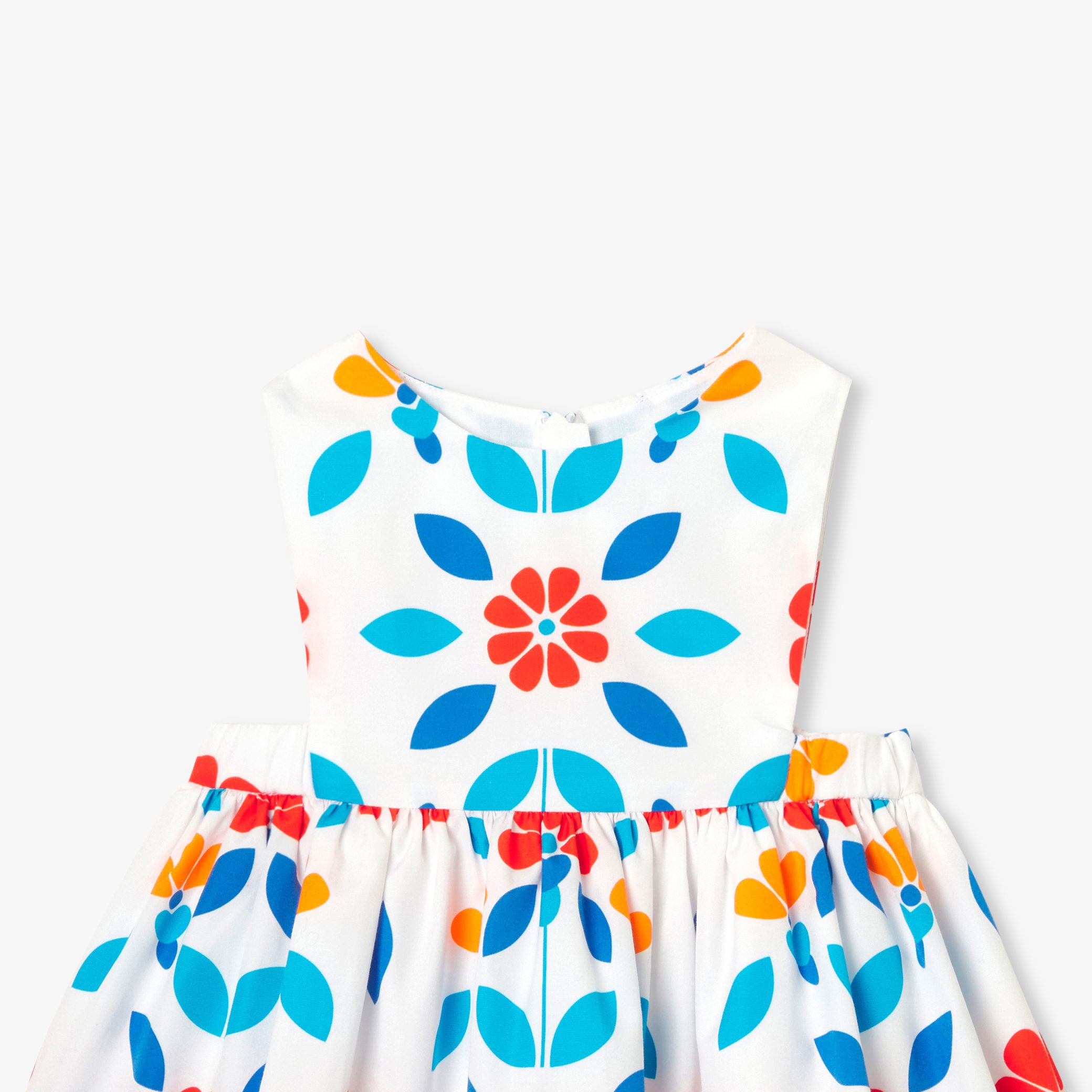 Baby girl dress in poplin - Porcelaine - Image 3