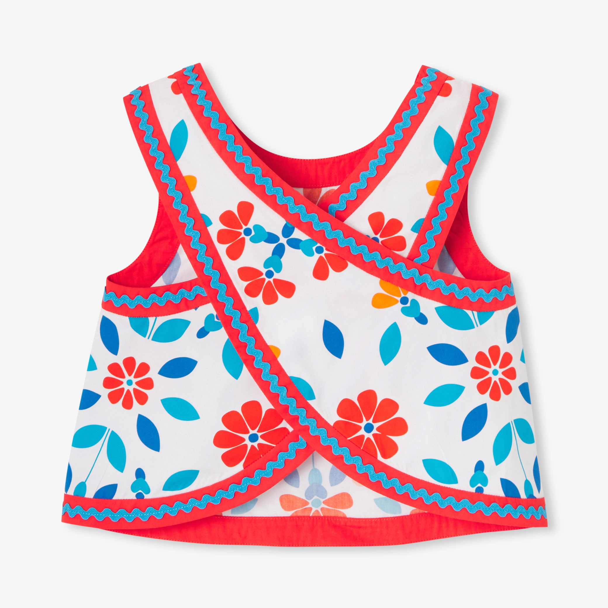 Girl cross-back top in poplin - Paradis - Image 4