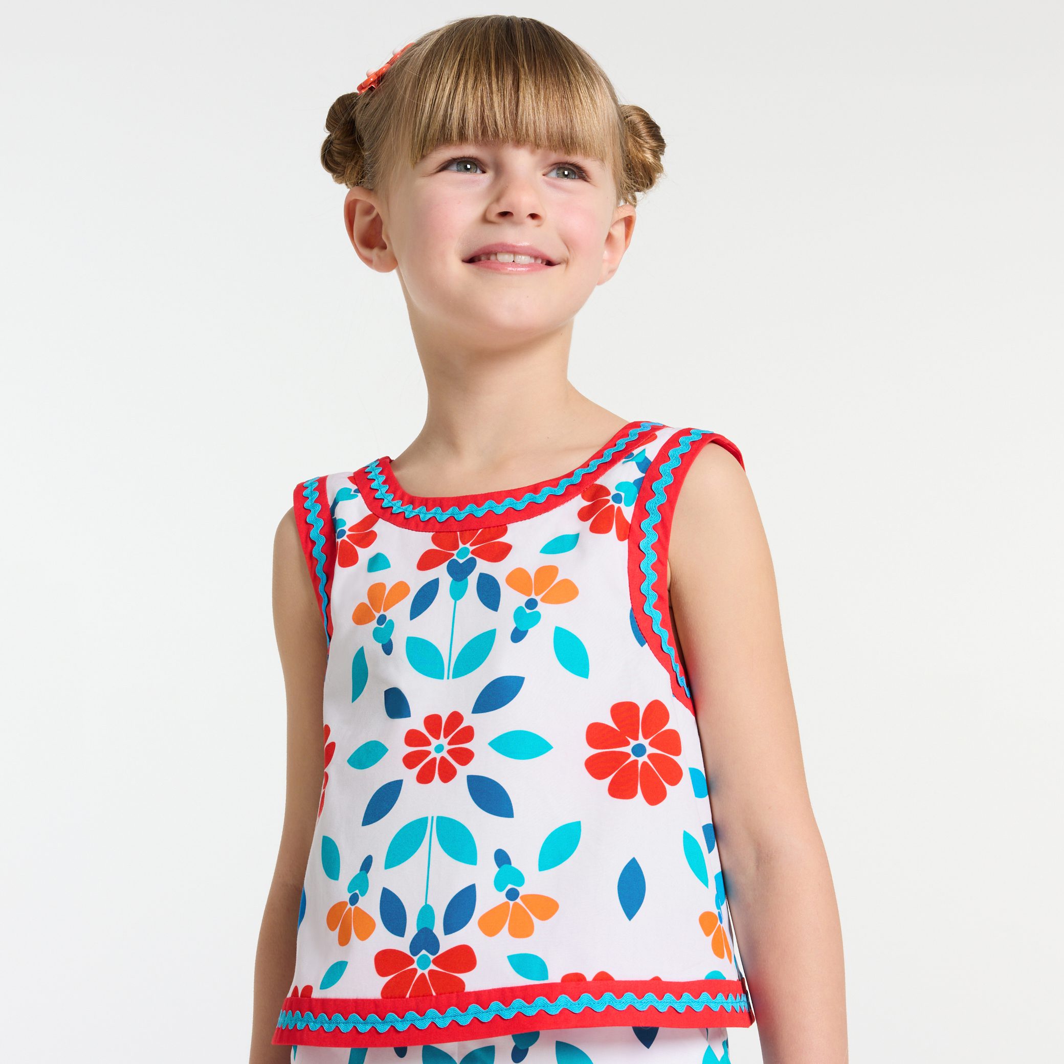 Girl cross-back top in poplin - Paradis