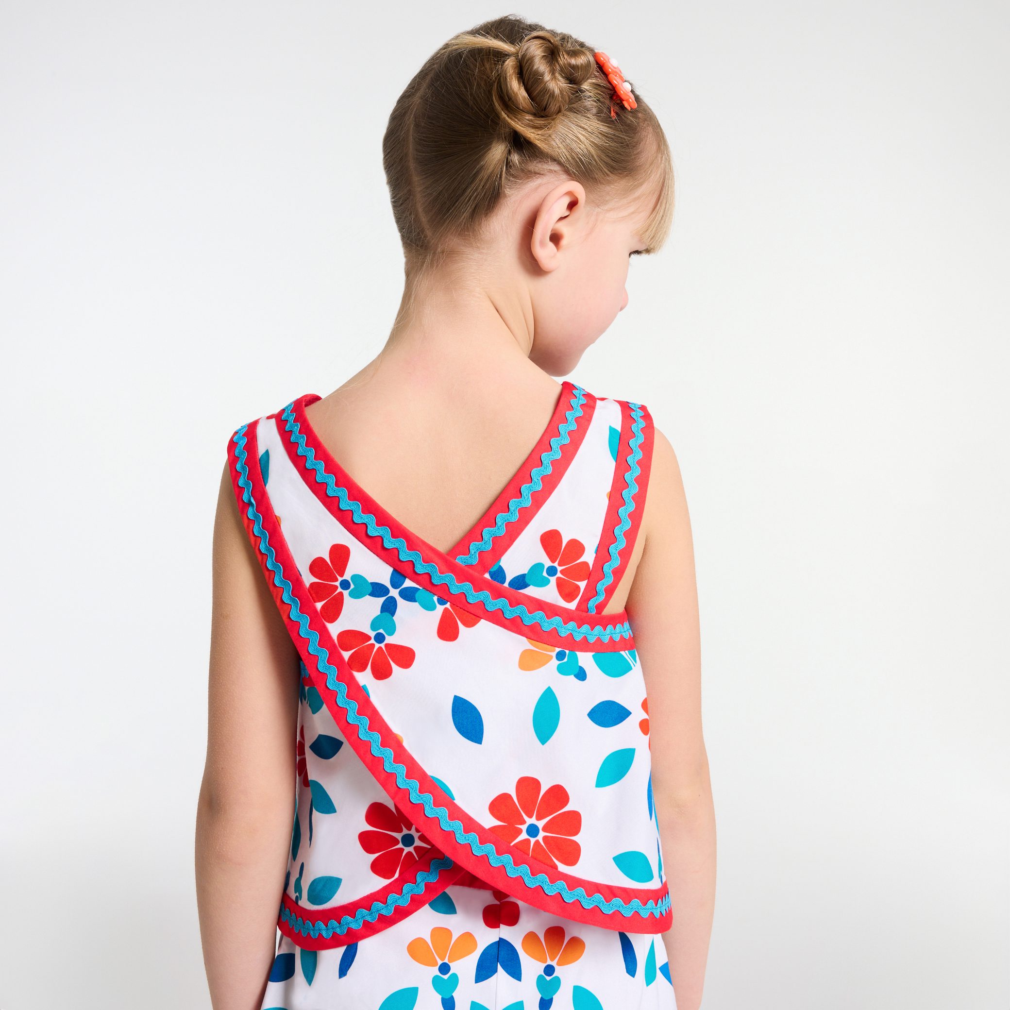 Girl cross-back top in poplin - Paradis - Image 2