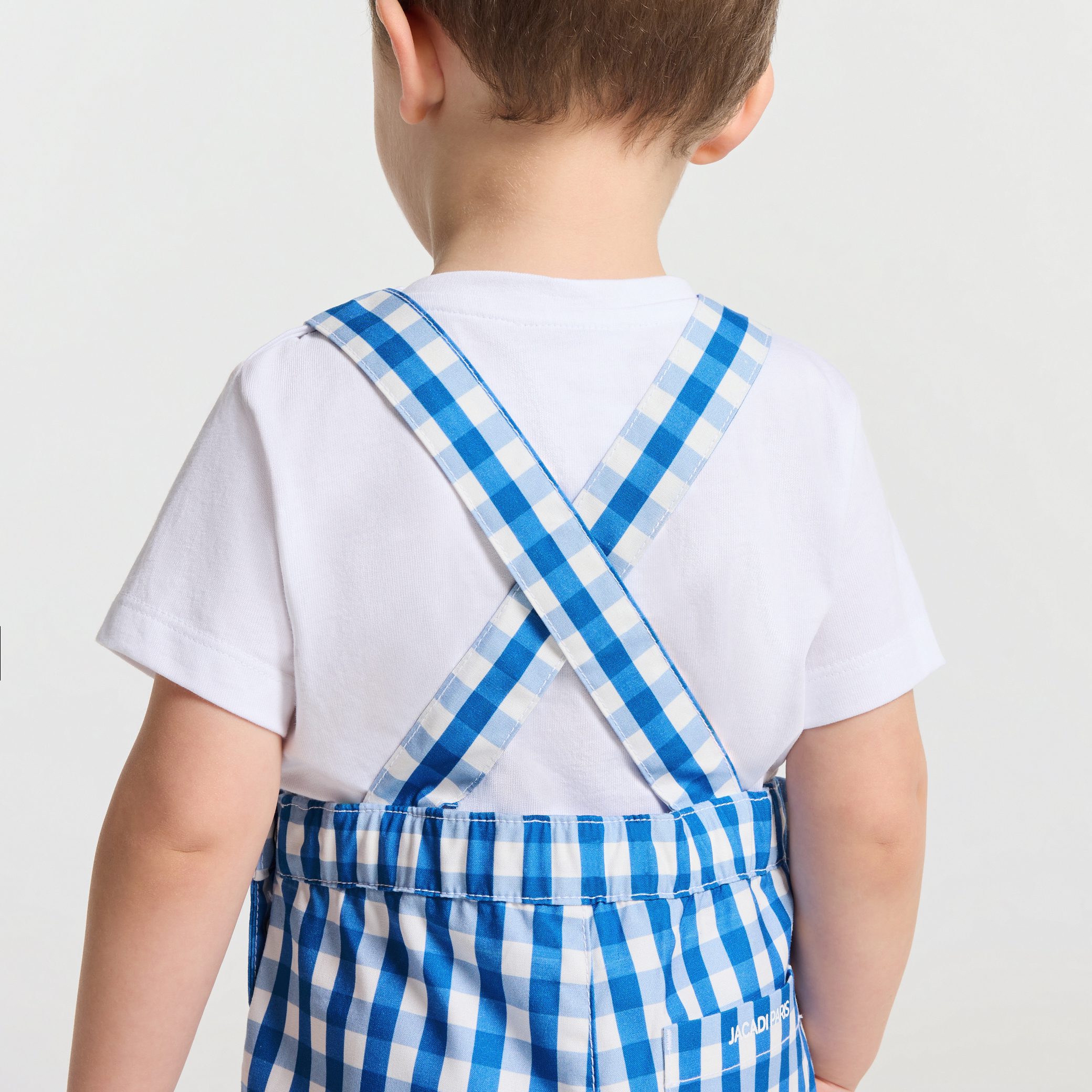 Baby boy short overalls in gingham - Chaumiere - Image 2