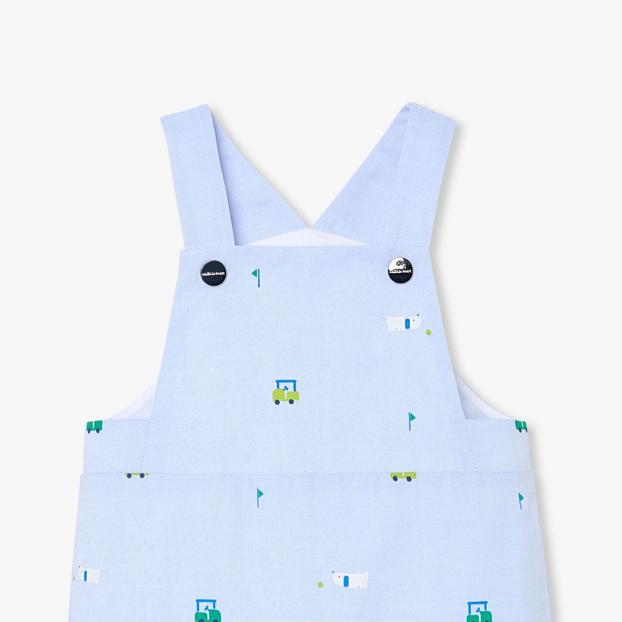 Baby boy short overalls in Oxford - Poirier - Image 3