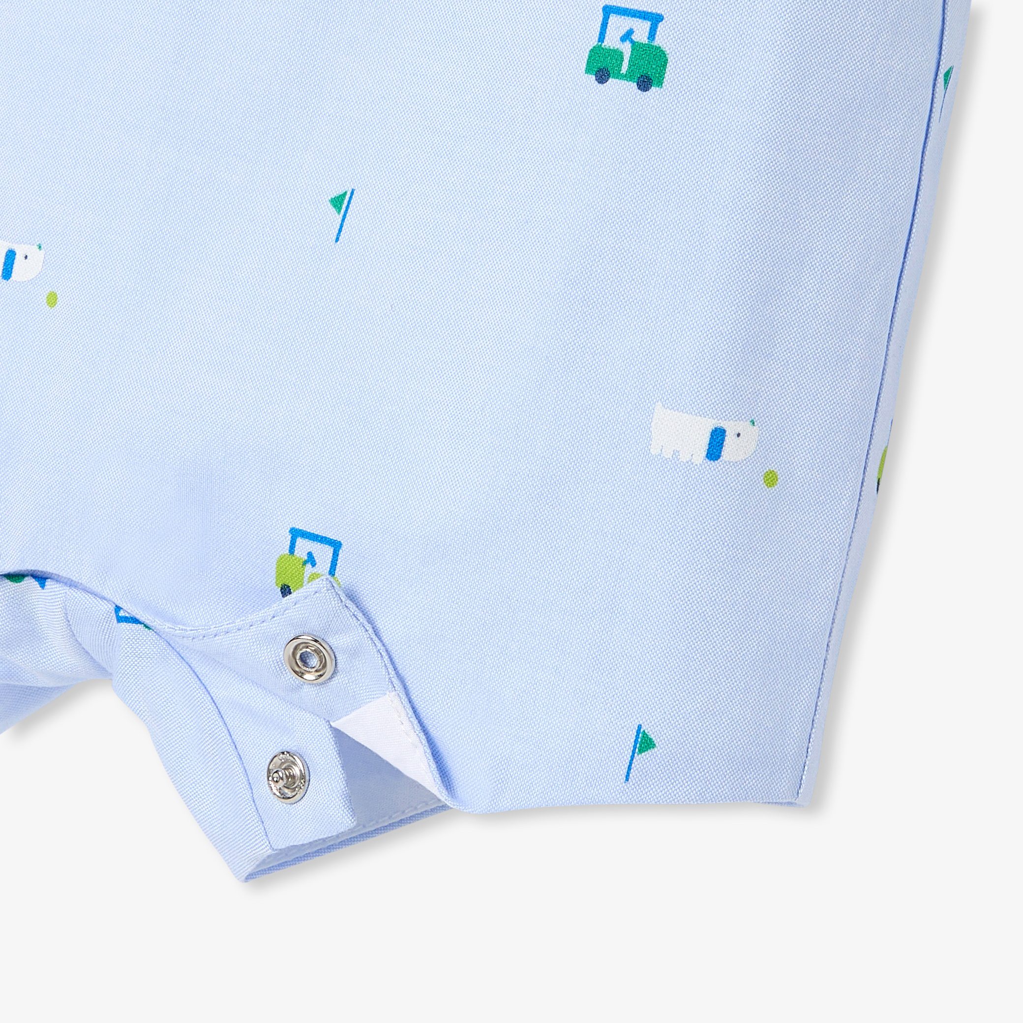 Baby boy short overalls in Oxford - Poirier - Image 4