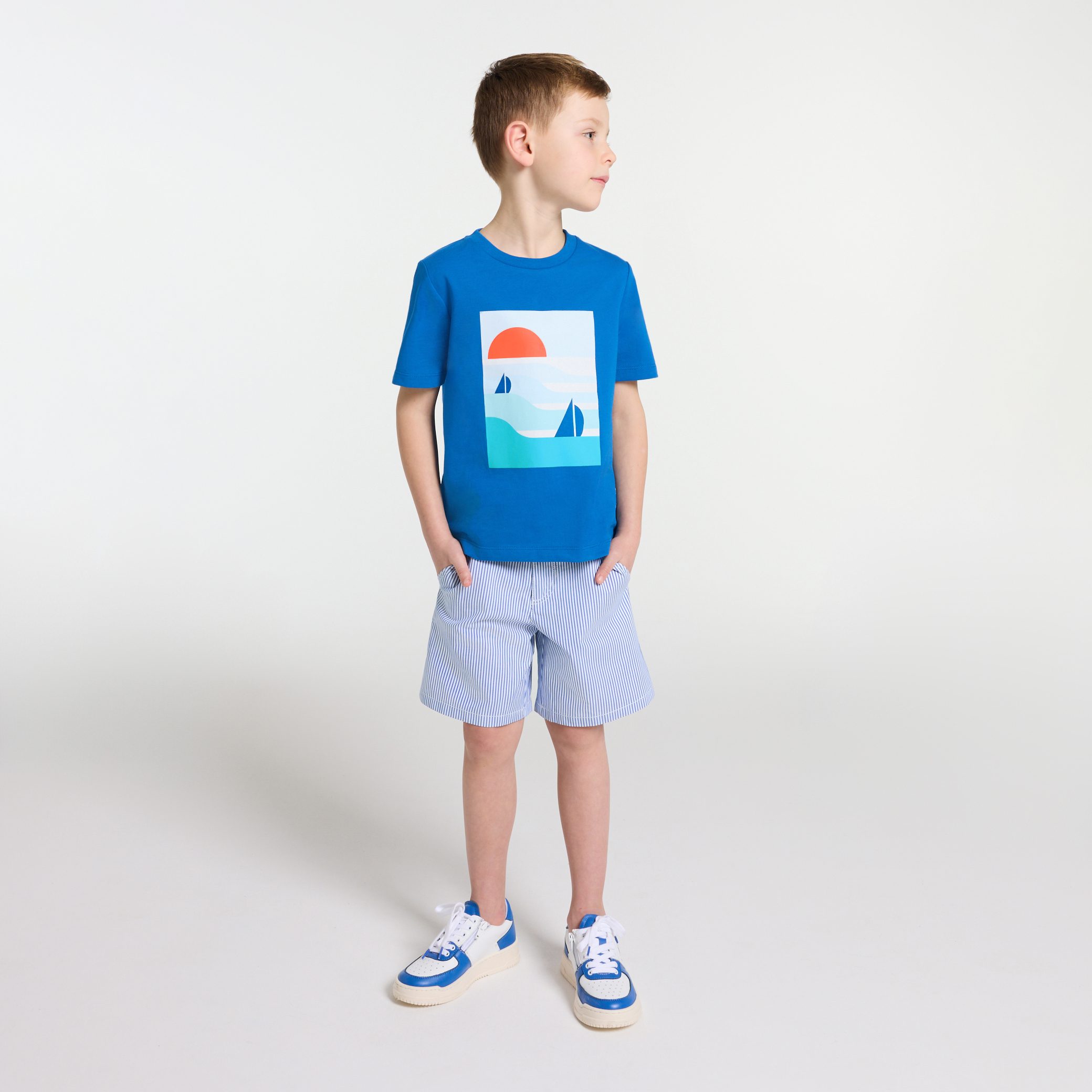 Boy Bermuda shorts in striped twill - Dimanche