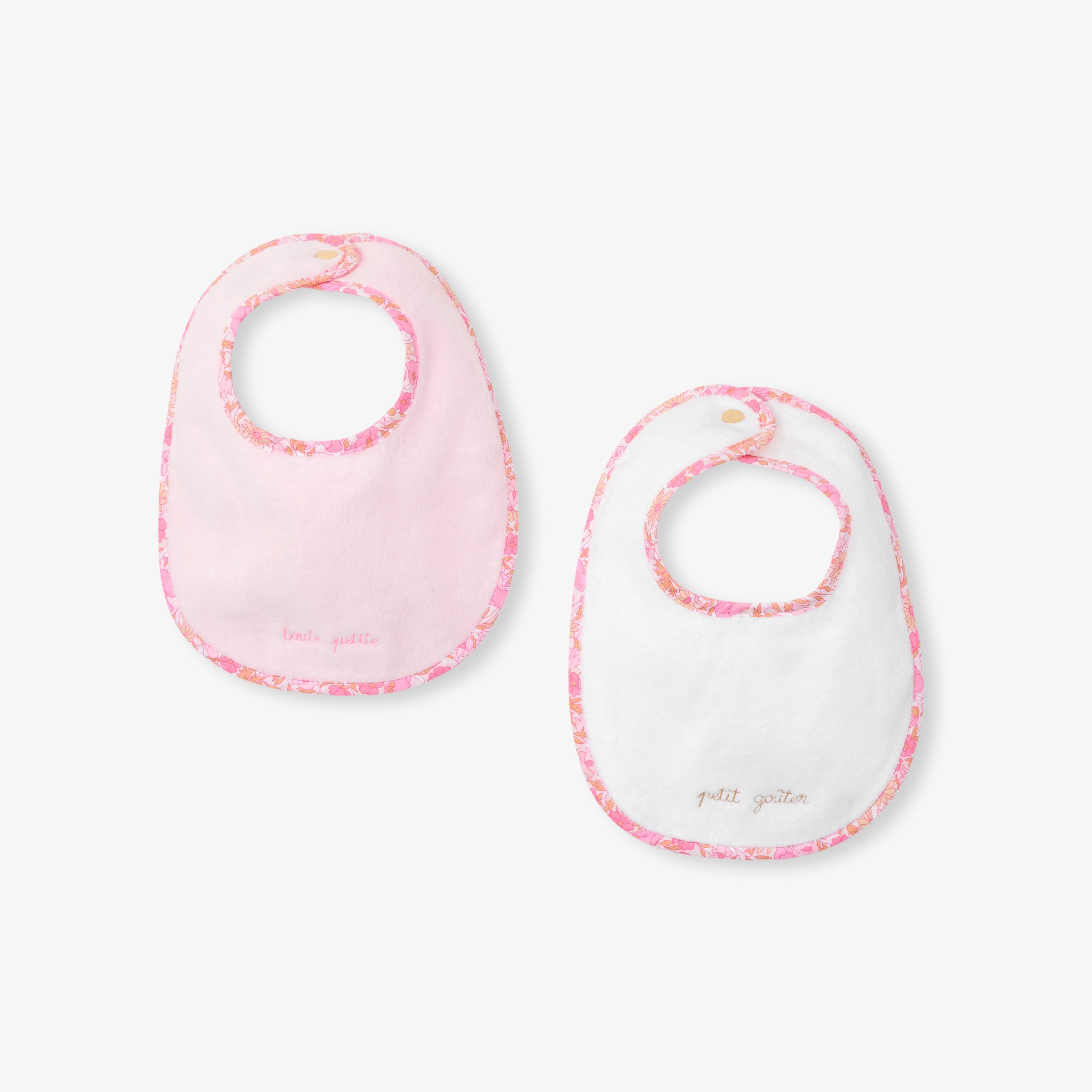 Baby girl set of 2 terry bibs