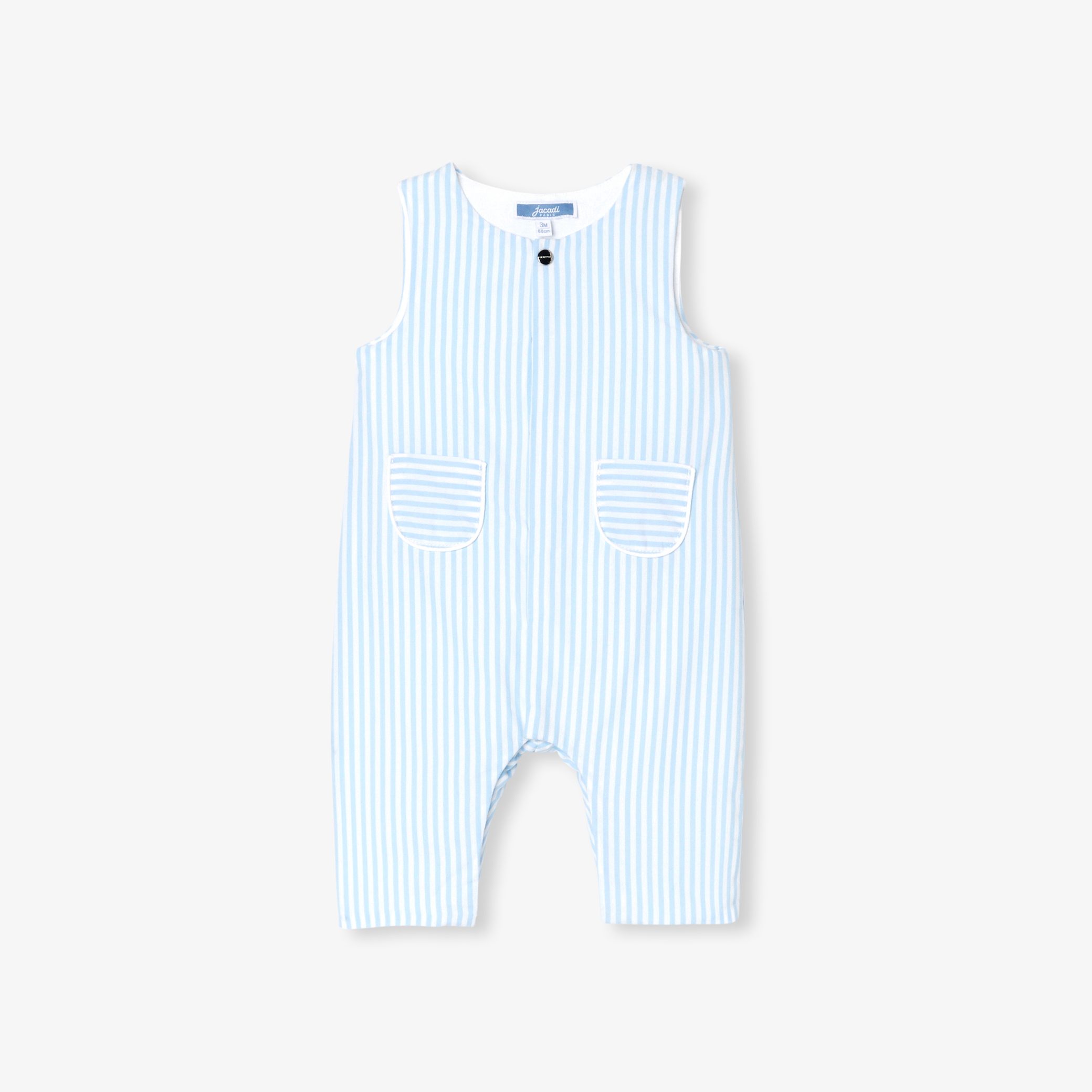 Baby boy jumpsuit in striped poplin - Lagon