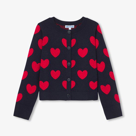 Girl jacquard heart cardigan - Image 2