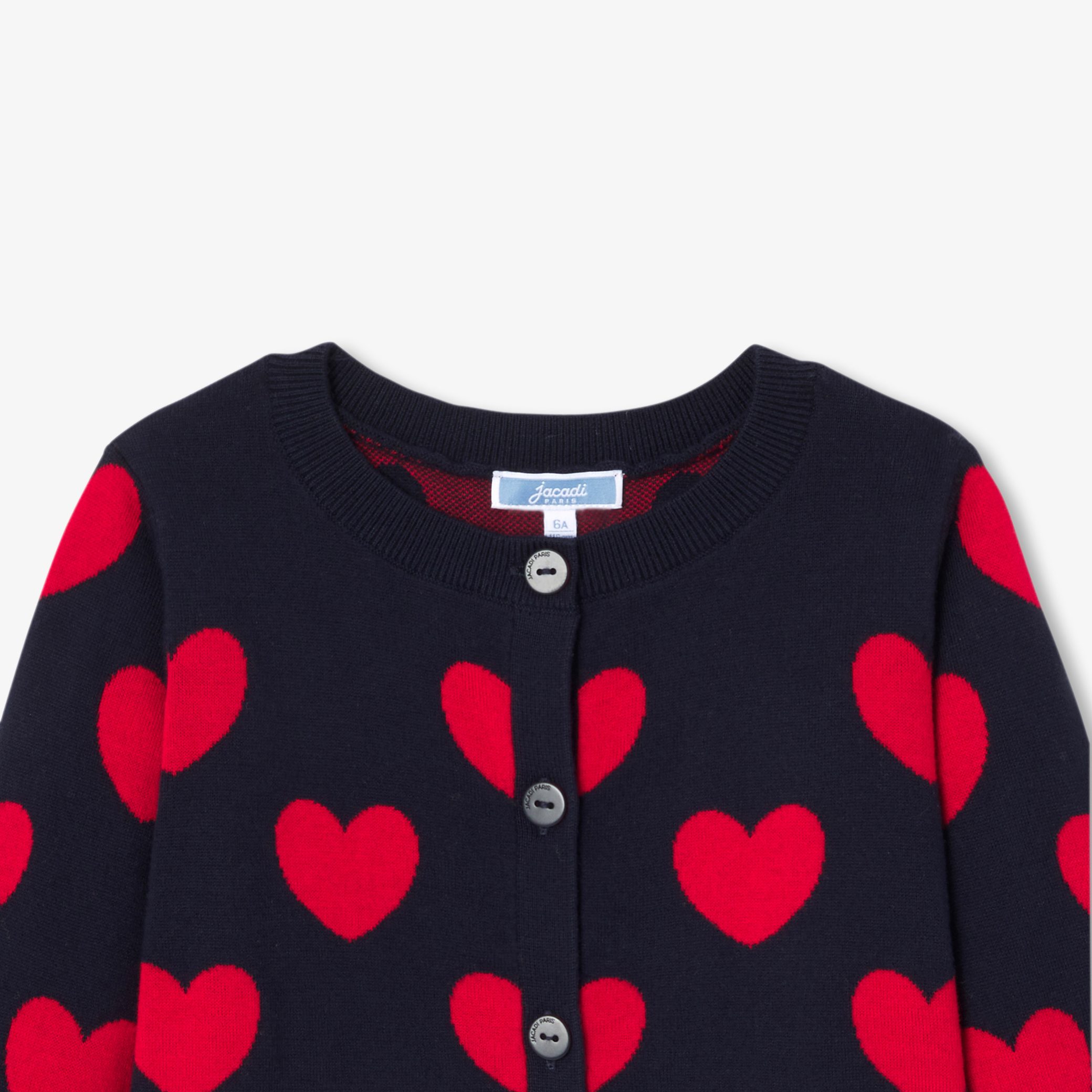 Girl jacquard heart cardigan - Image 4