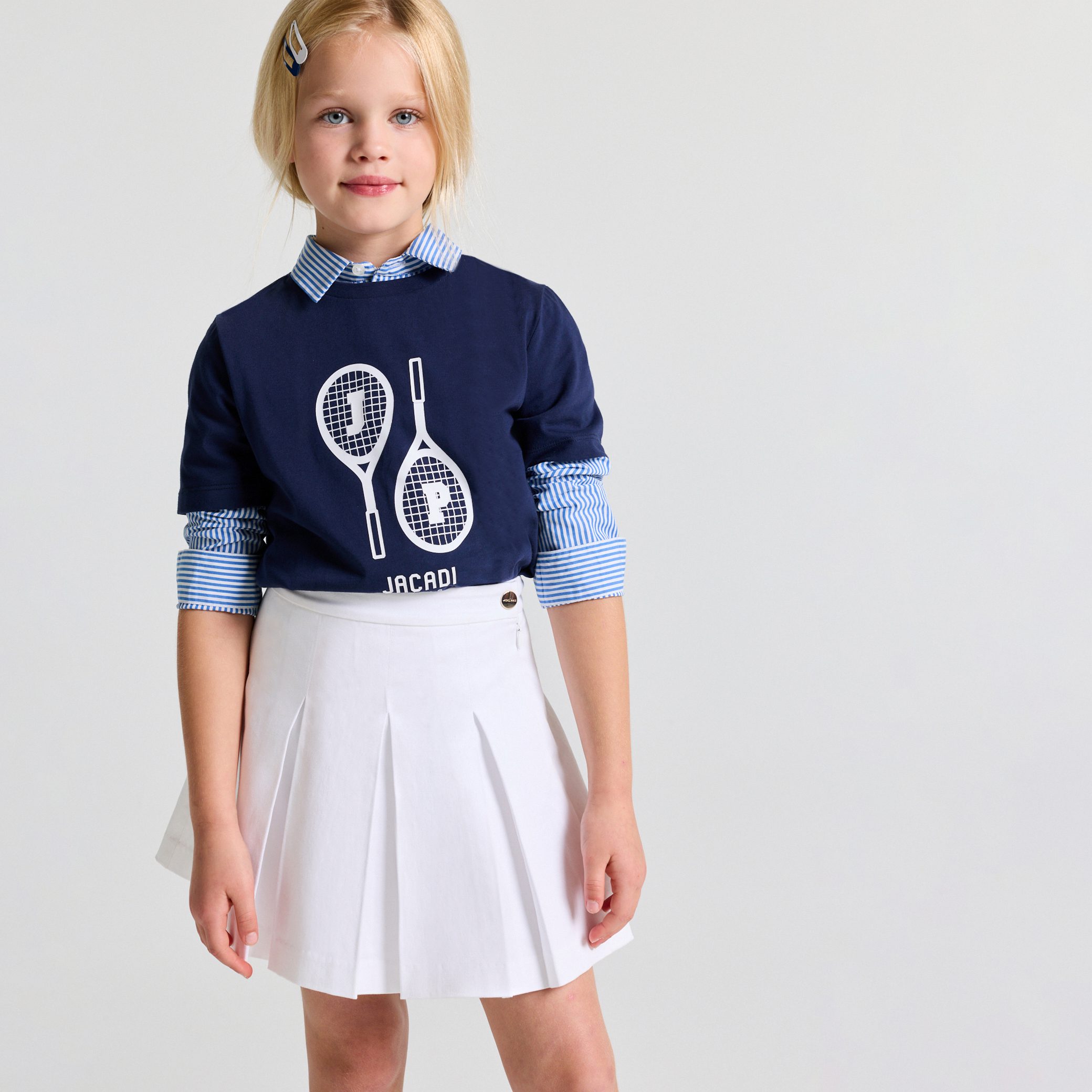 Girl pleated skirt in gabardine - Marion - Image 3