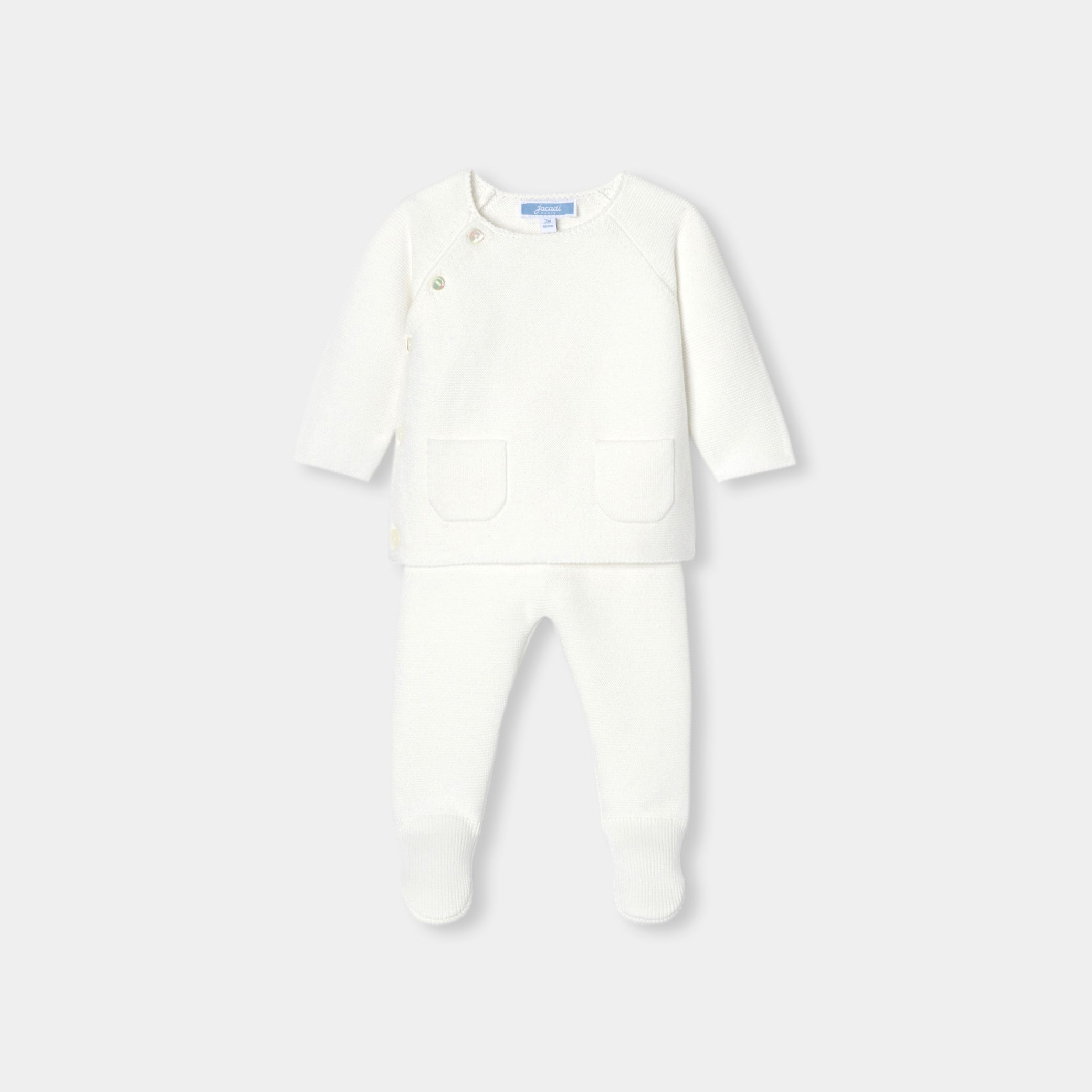 Baby cotton garter-stitch set - Neige