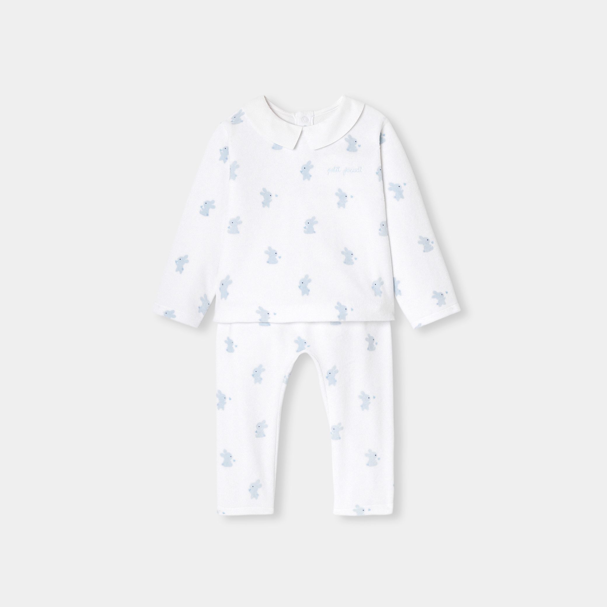 Baby boy velvet pyjamas with bunny motif - Nuance - Image 4