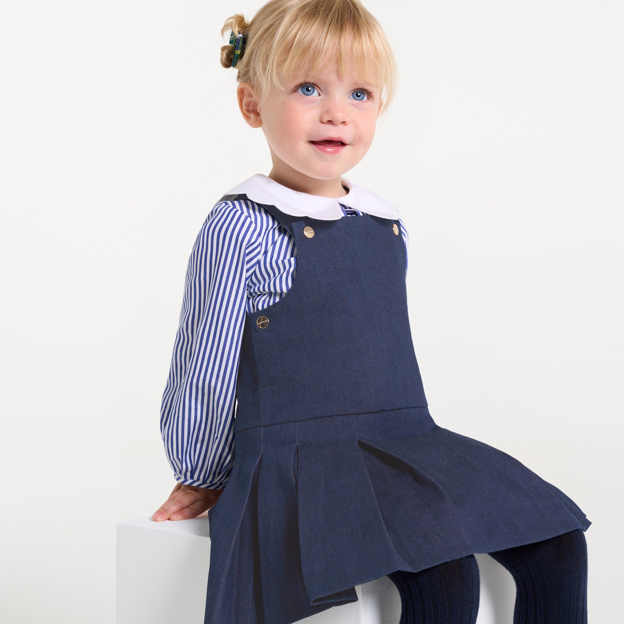 Baby girl denim jumper dress - Laure - Image 2