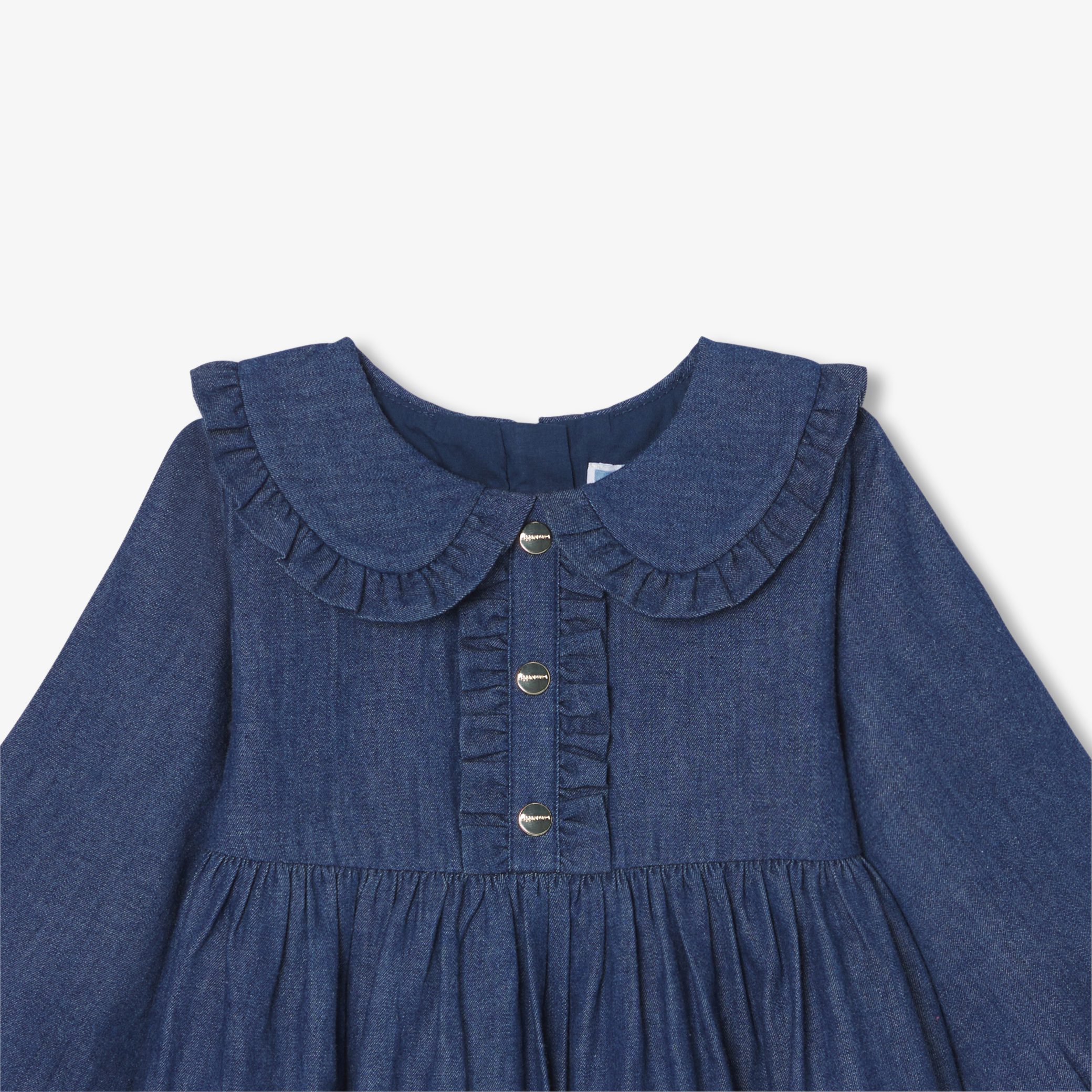 Baby girl dress in light denim - Lisa - Image 3