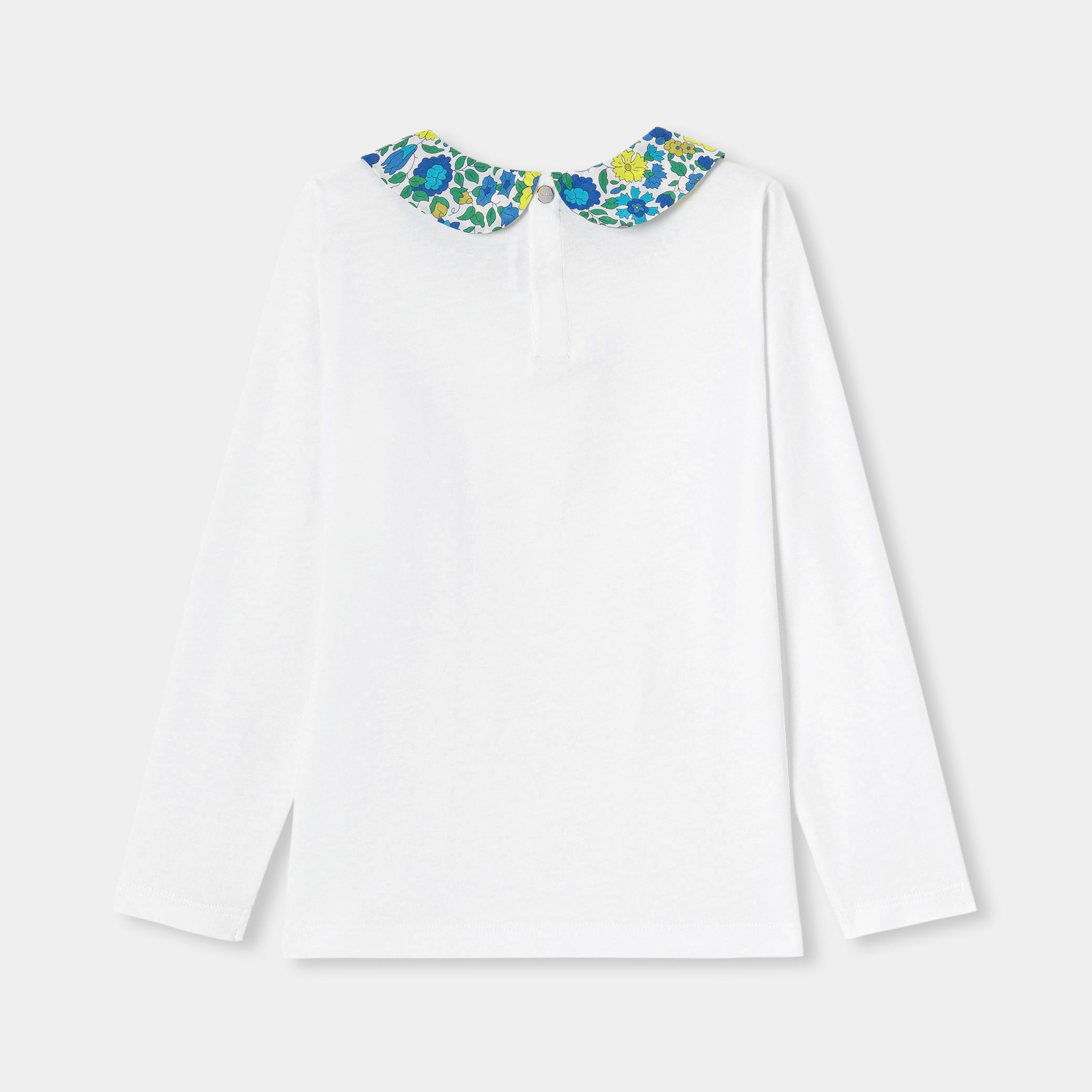 Girl T-shirt with Liberty fabric collar - Sourire - Image 2