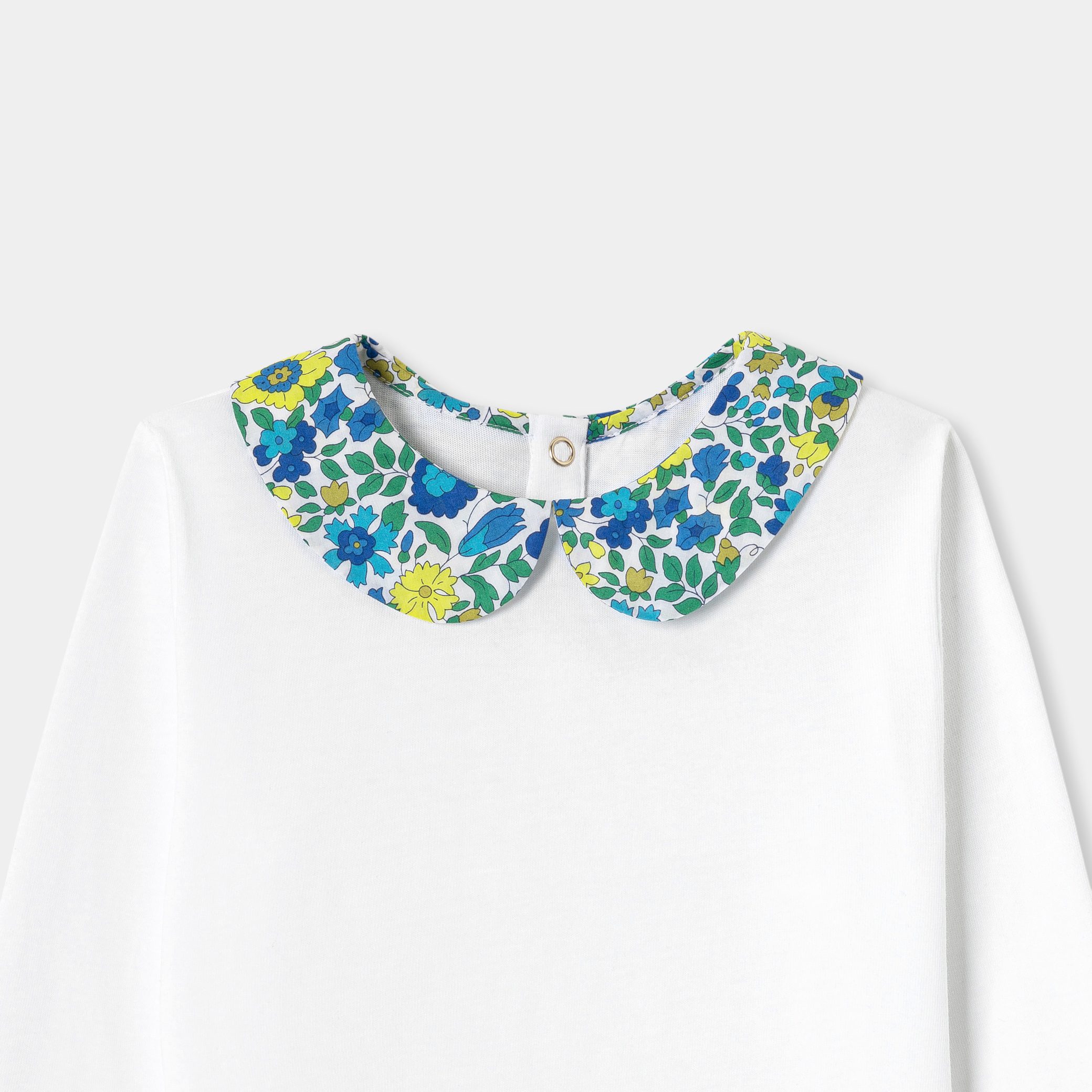 Girl T-shirt with Liberty fabric collar - Sourire - Image 3