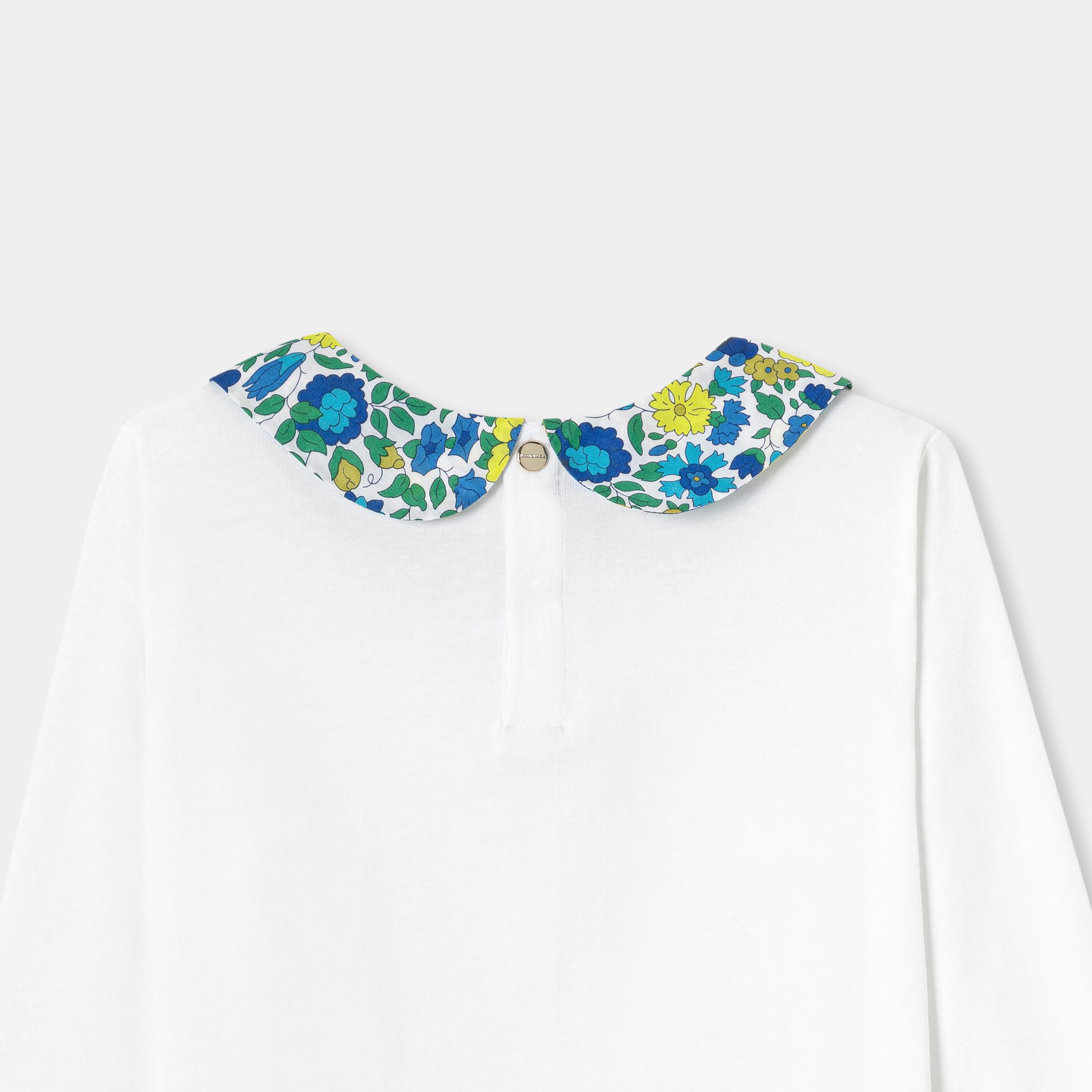 Girl T-shirt with Liberty fabric collar - Sourire - Image 4
