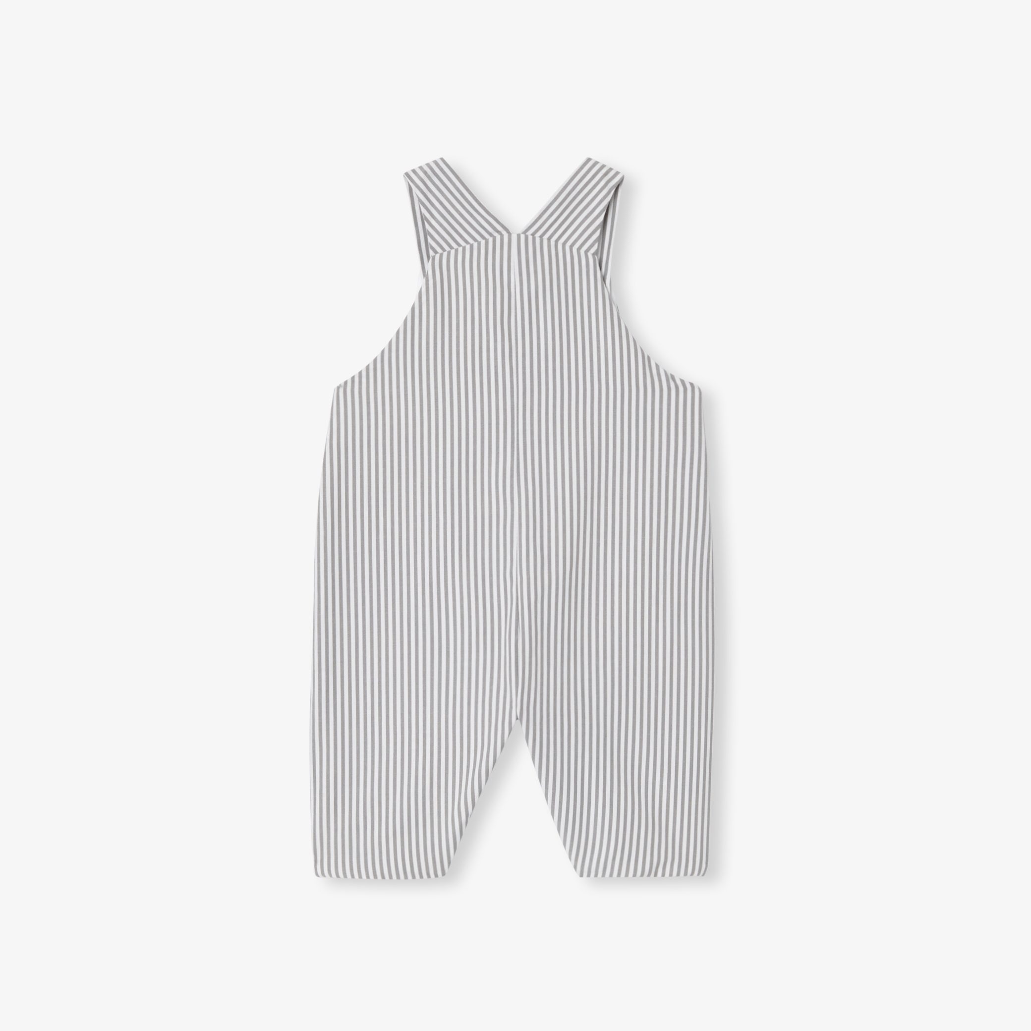 Baby boy dungarees in striped poplin - Sureau - Image 2
